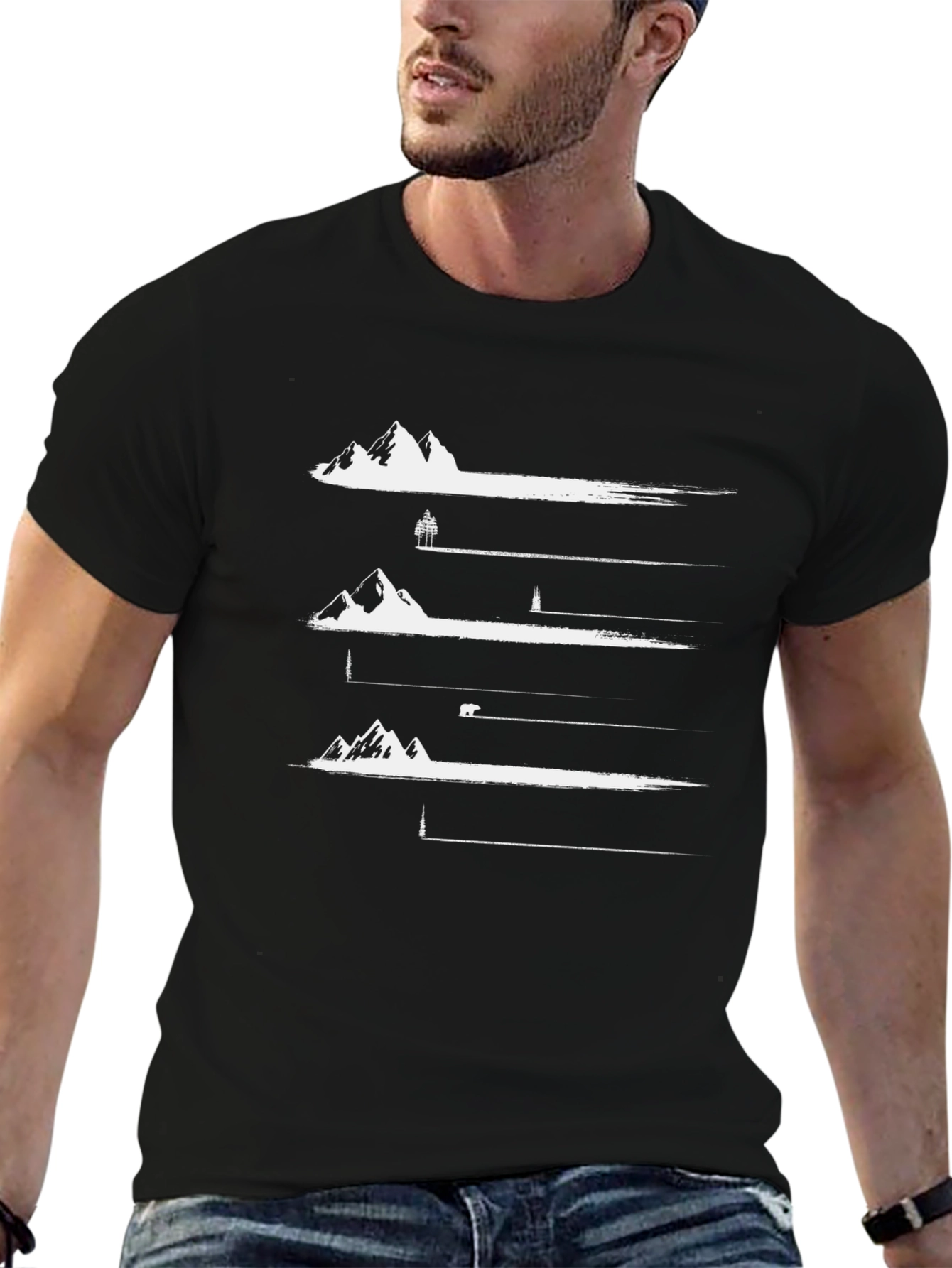 Nature Scene Graphic T-Shirt - Black