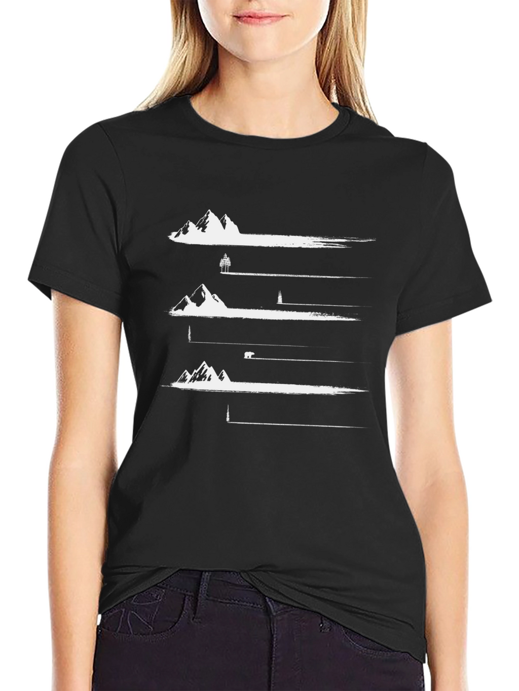 Nature Scene Graphic T-Shirt - Black