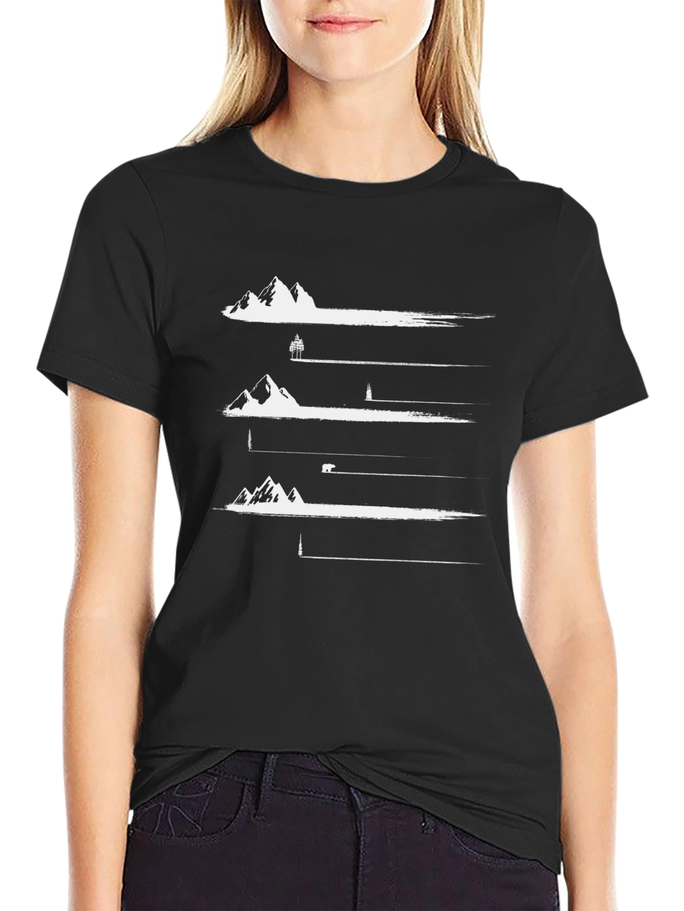Nature Scene Graphic T-Shirt - Black