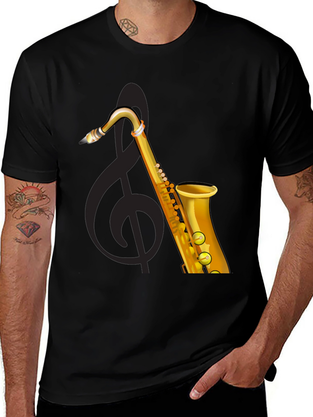 Saxophone Graphic Black T-Shirt