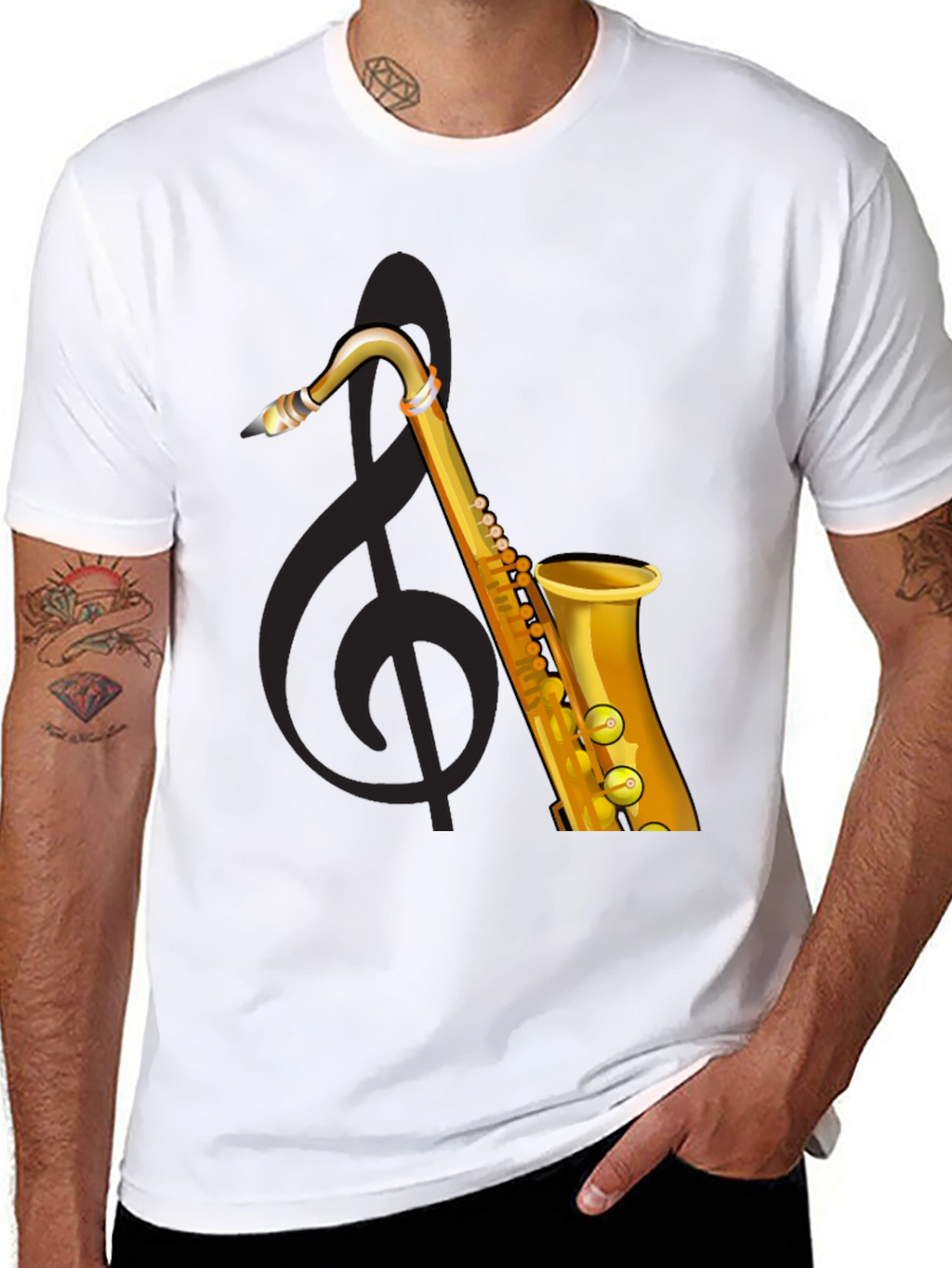 Saxophone Graphic Black T-Shirt