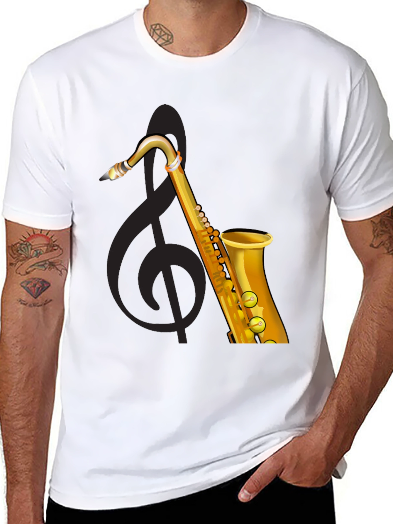 Saxophone Graphic Black T-Shirt