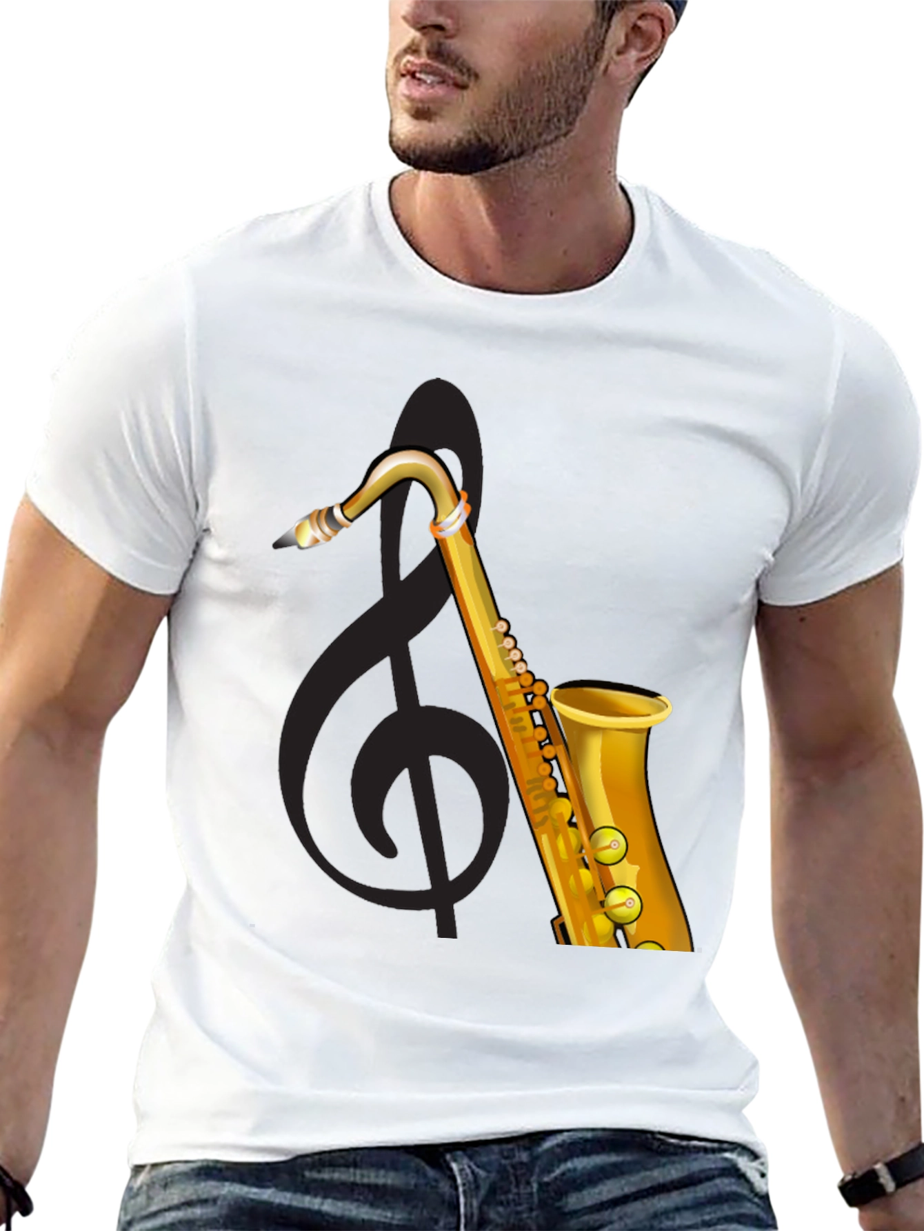 Saxophone Graphic Black T-Shirt