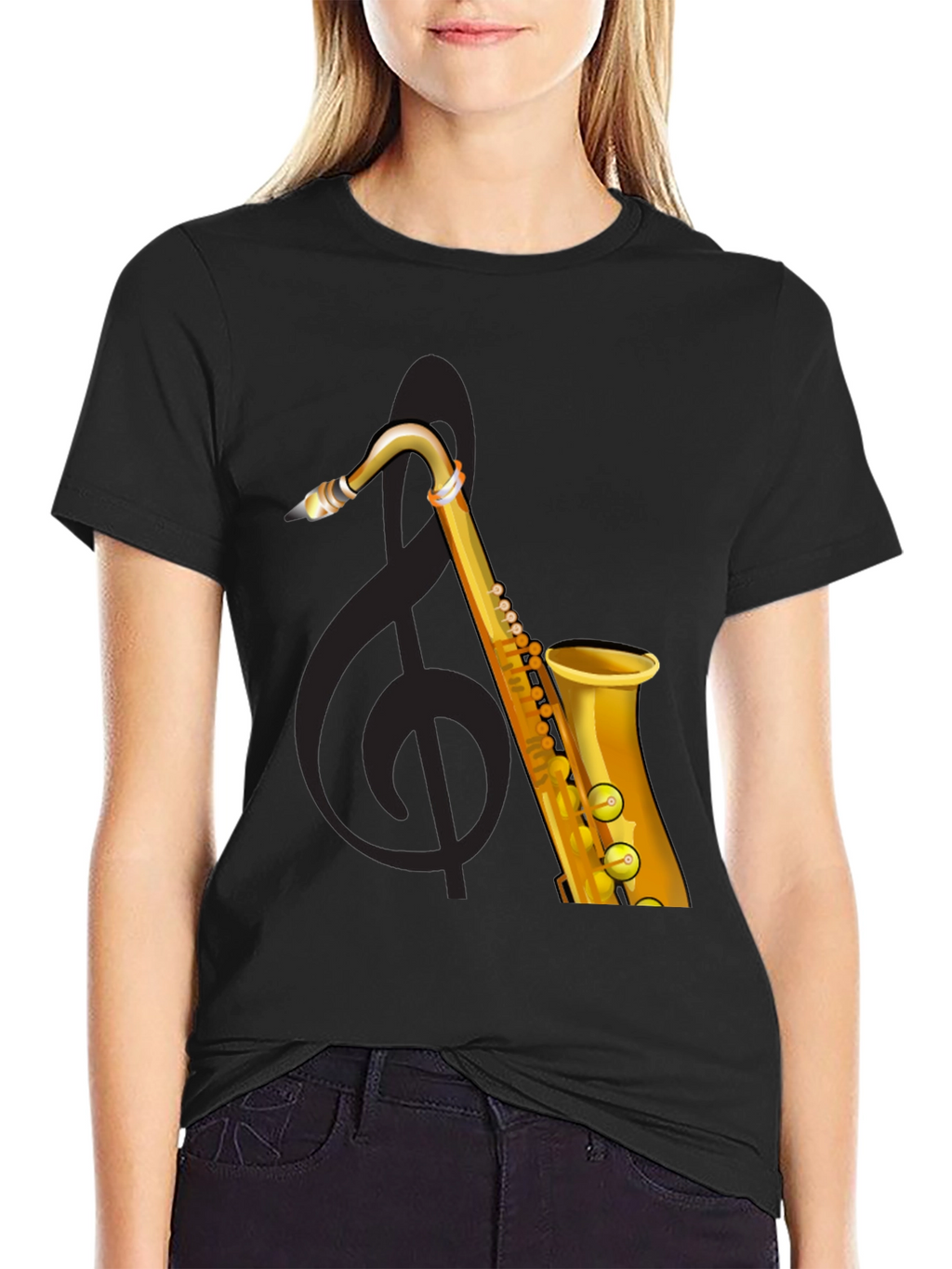 Saxophone Graphic Black T-Shirt