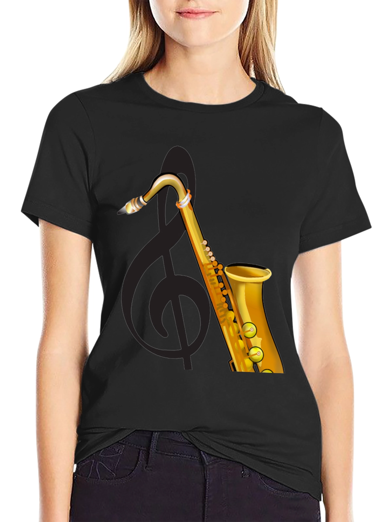 Saxophone Graphic Black T-Shirt