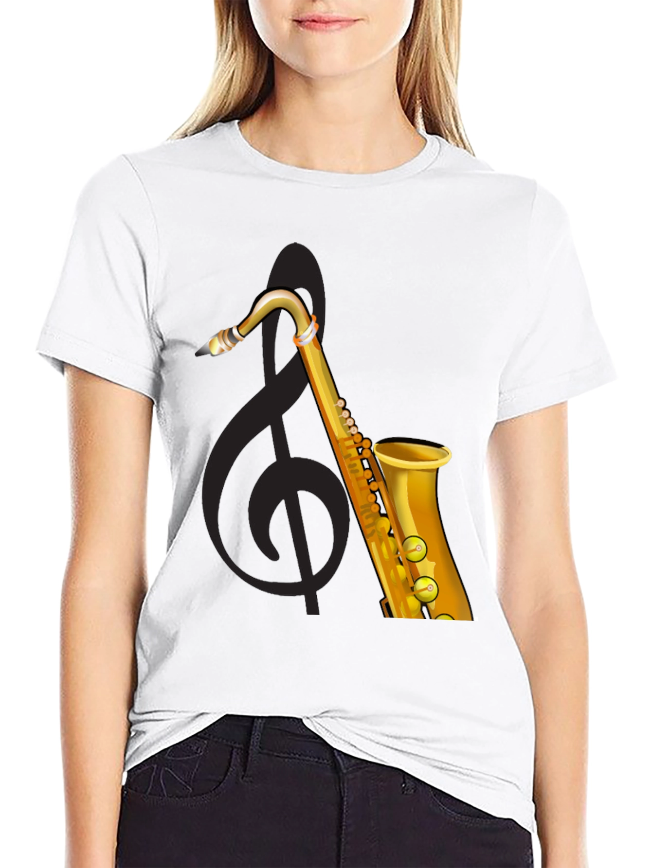 Saxophone Graphic Black T-Shirt