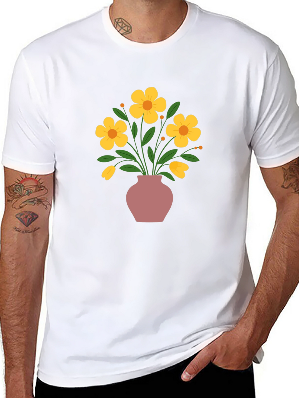 Floral Vase Graphic Tee - Stylish Casual Wear