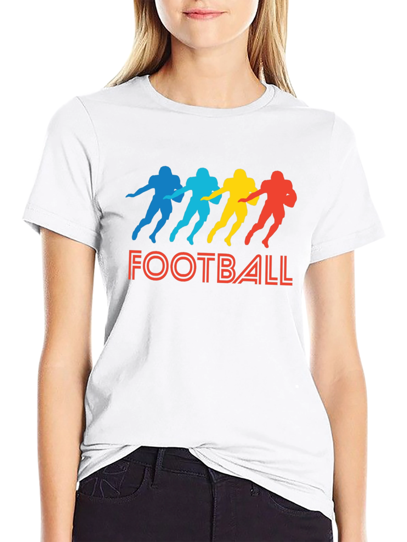 Retro Football Player Silhouette Graphic Tee