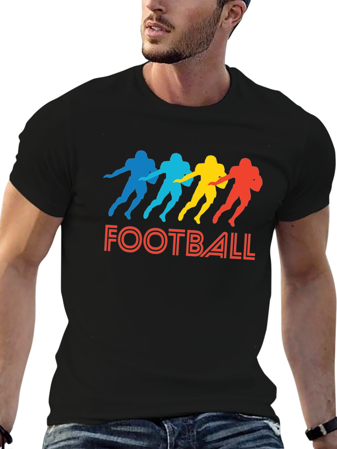 Retro Football Player Silhouette Graphic Tee