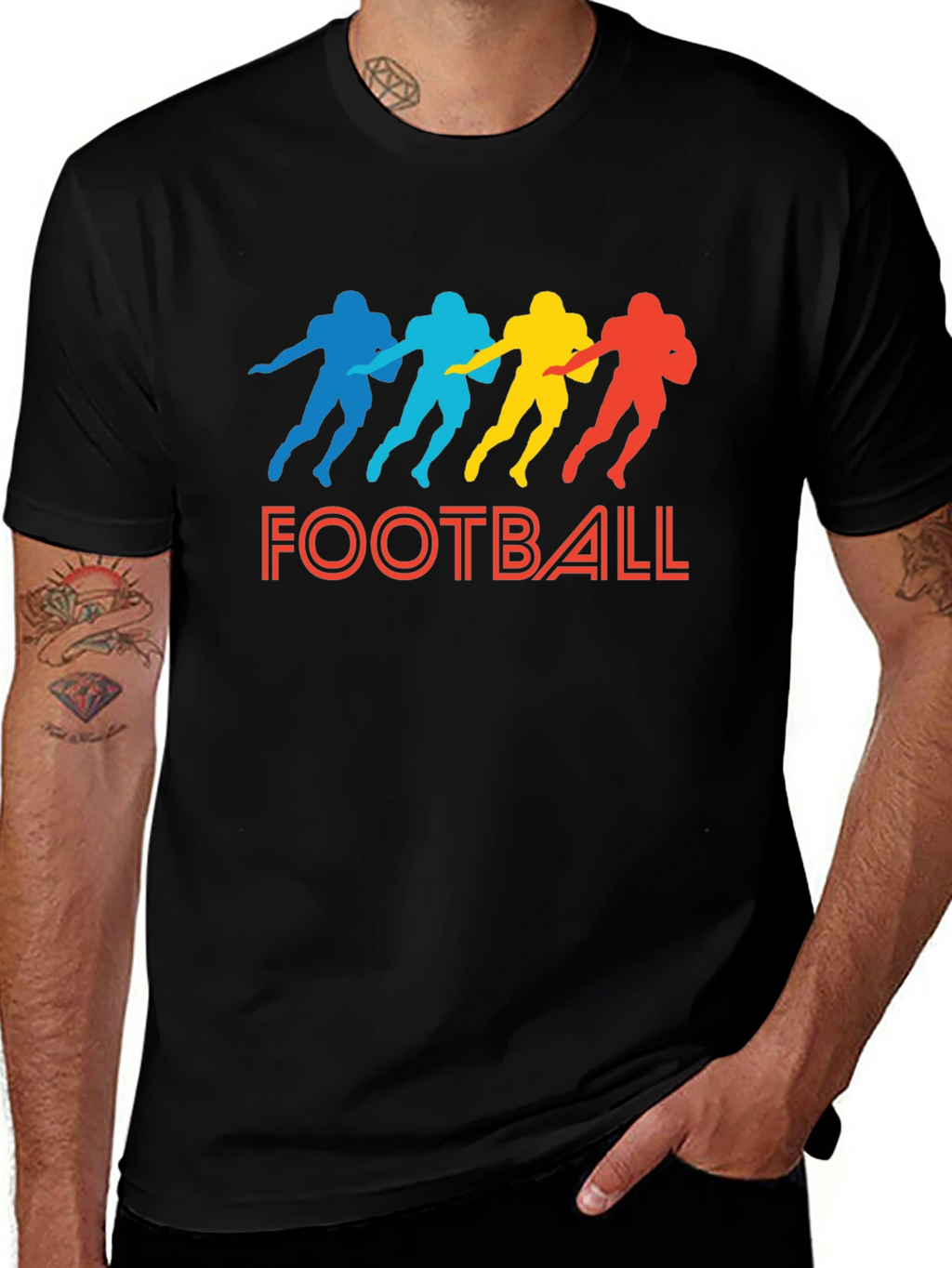 Retro Football Player Silhouette Graphic Tee