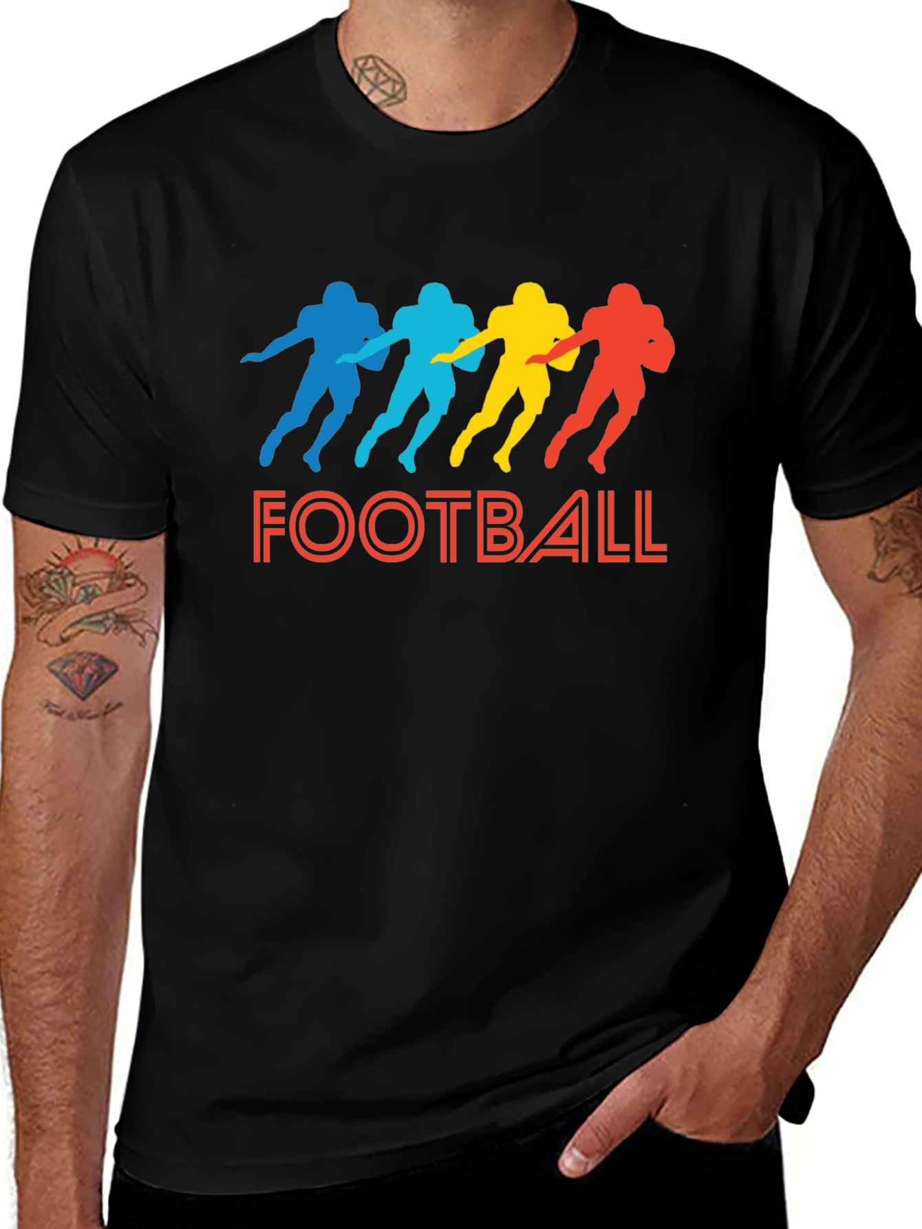 Retro Football Player Silhouette Graphic Tee