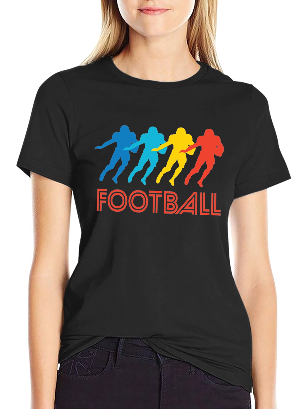 Retro Football Player Silhouette Graphic Tee