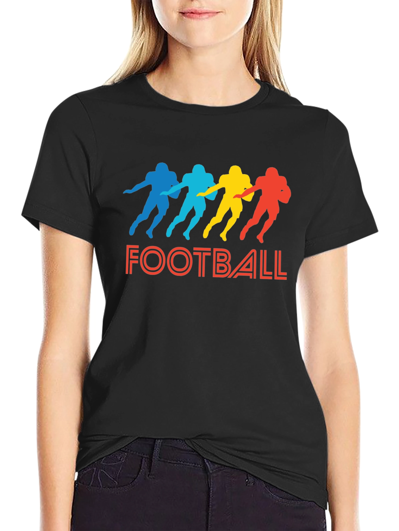Retro Football Player Silhouette Graphic Tee