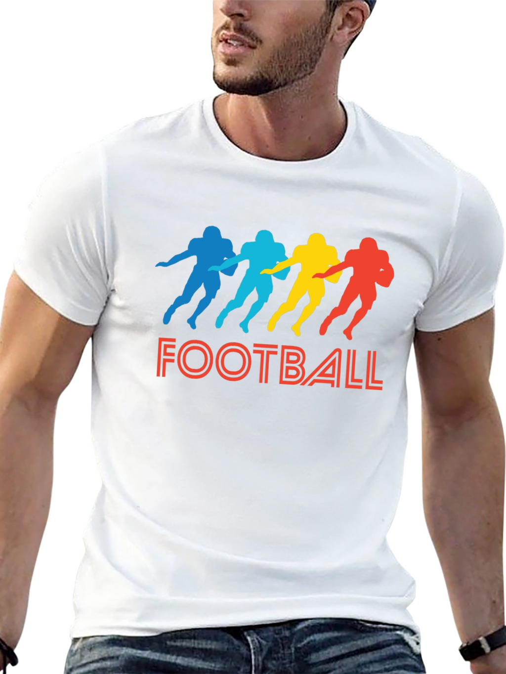 Retro Football Player Silhouette Graphic Tee