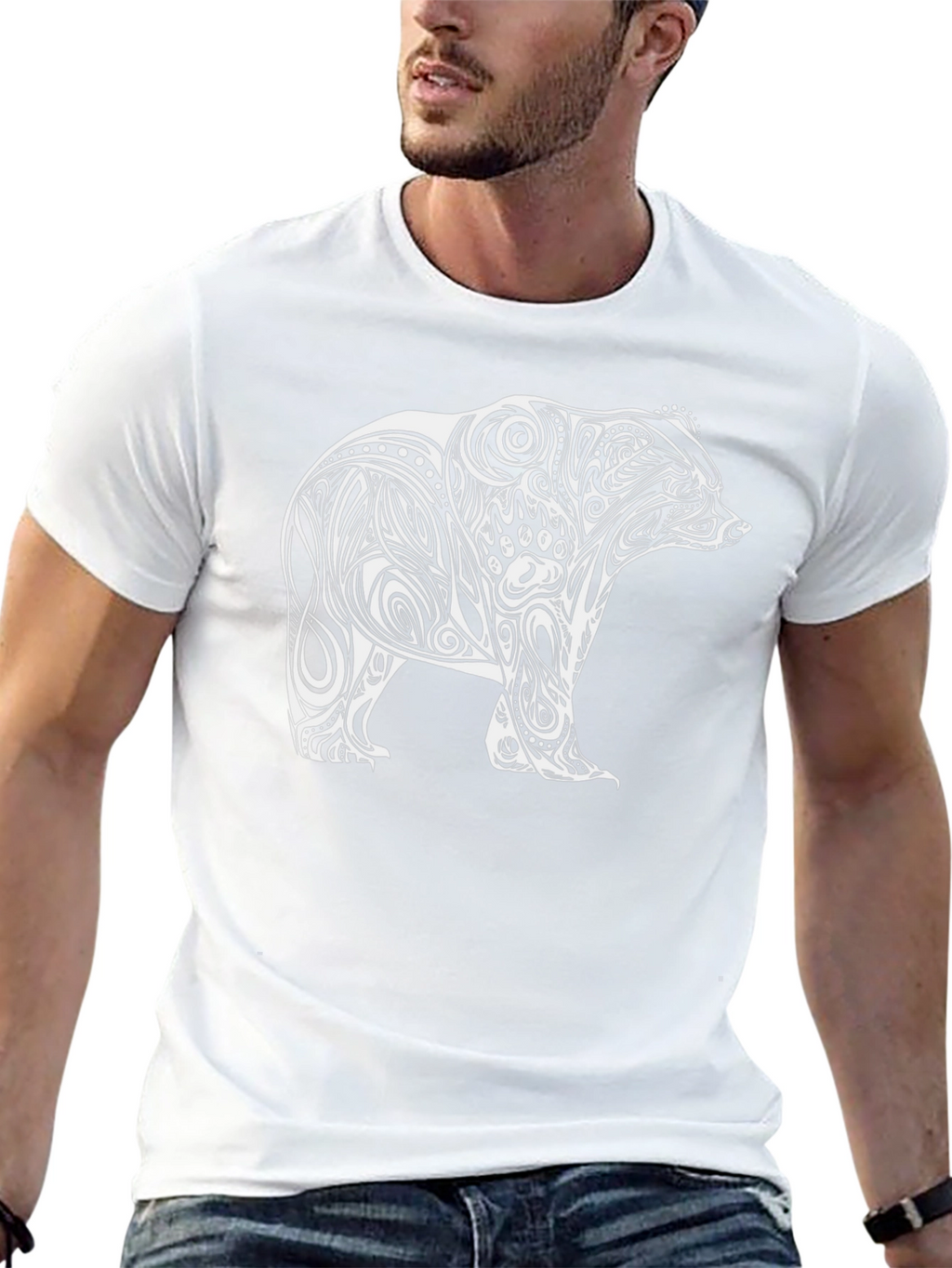 Tribal Bear Graphic T-Shirt - Black