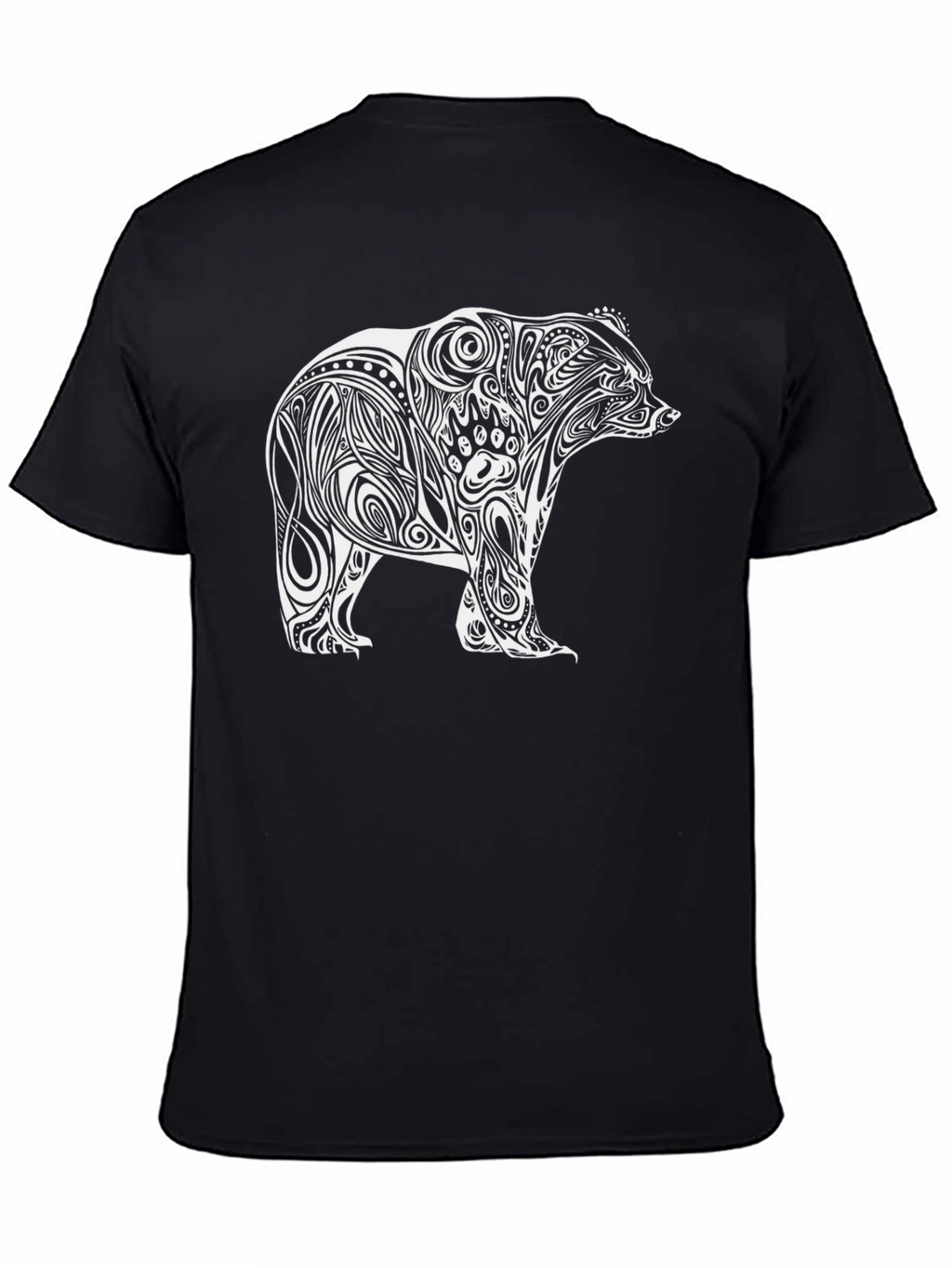 Tribal Bear Graphic T-Shirt - Black