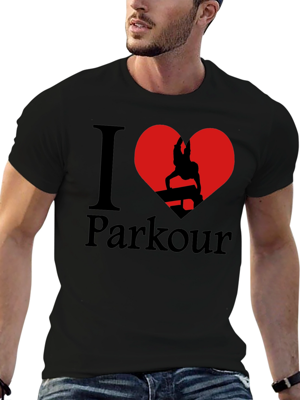 I Love Parkour Graphic T-Shirt - Black