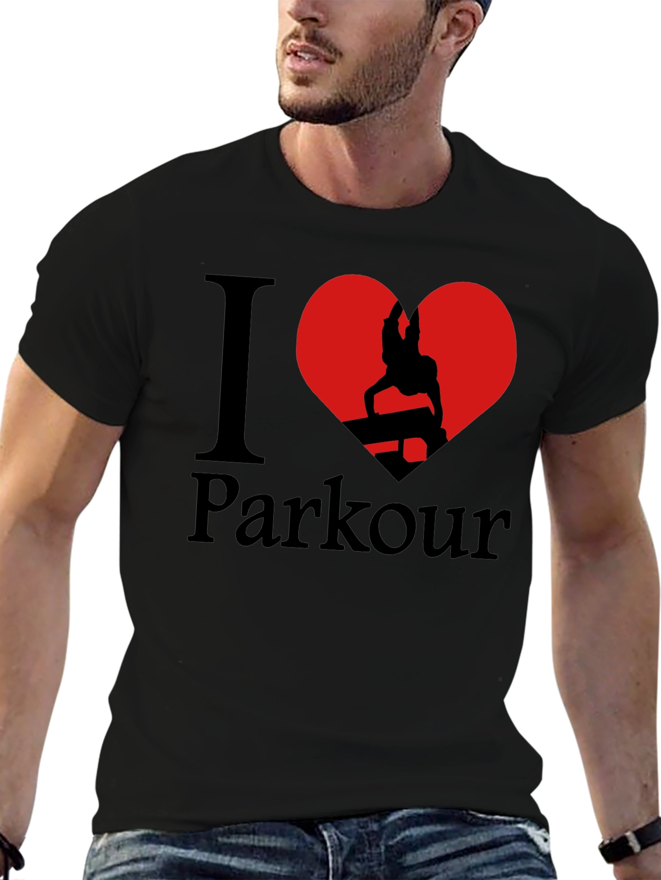 I Love Parkour Graphic T-Shirt - Black