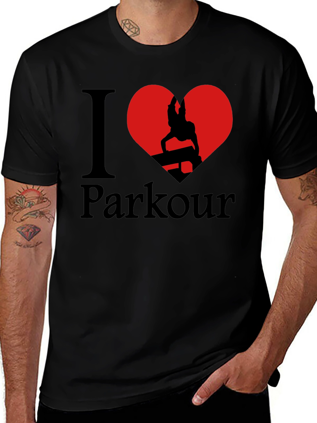 I Love Parkour Graphic T-Shirt - Black