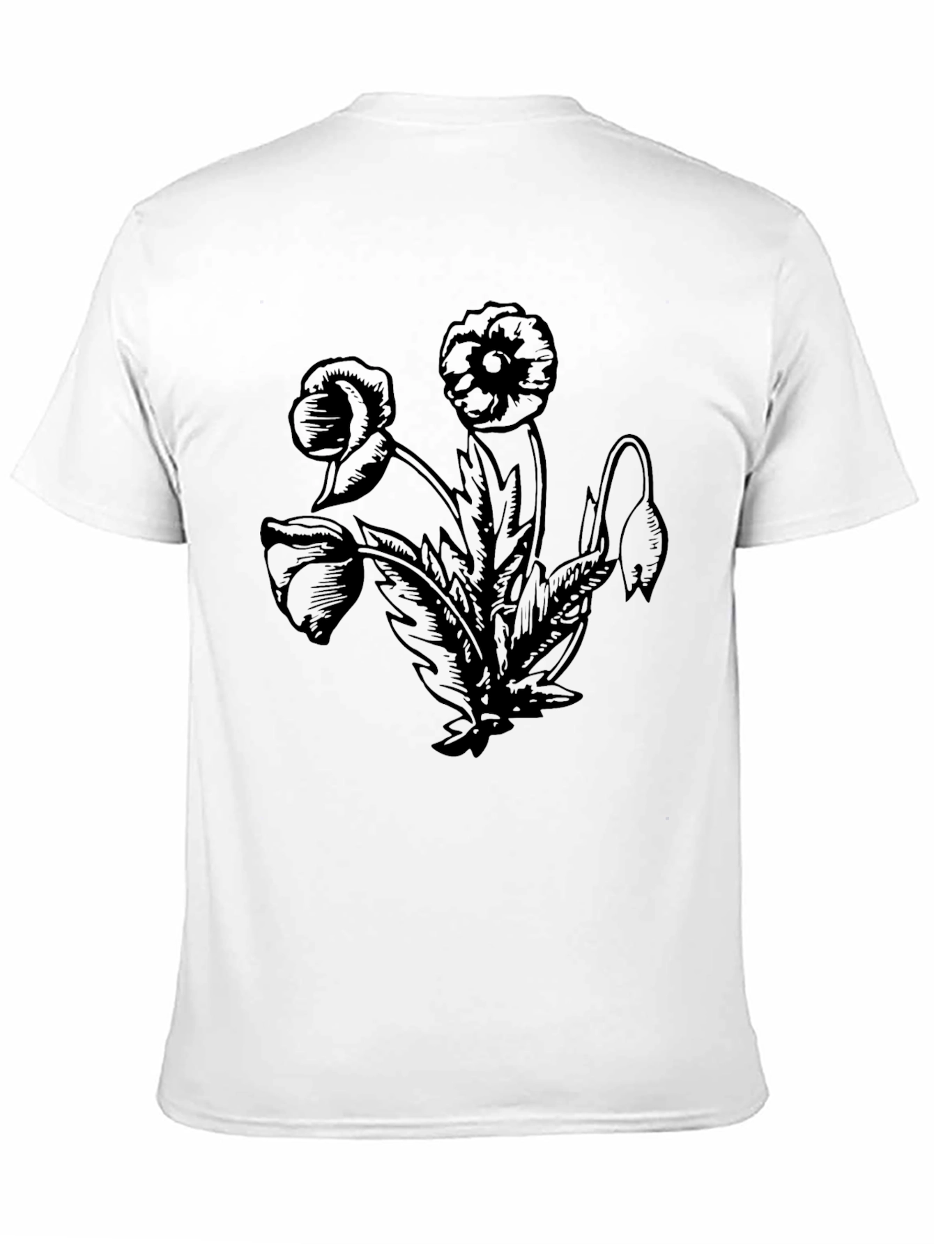 Floral Graphic Print Black Crew Neck T-Shirt