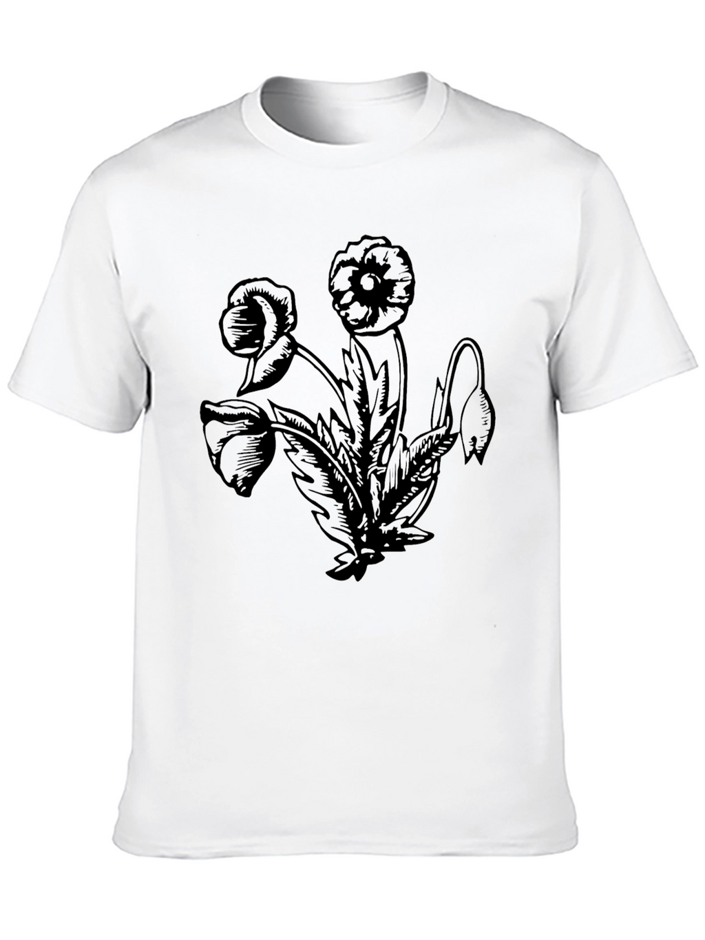 Floral Graphic Print Black Crew Neck T-Shirt