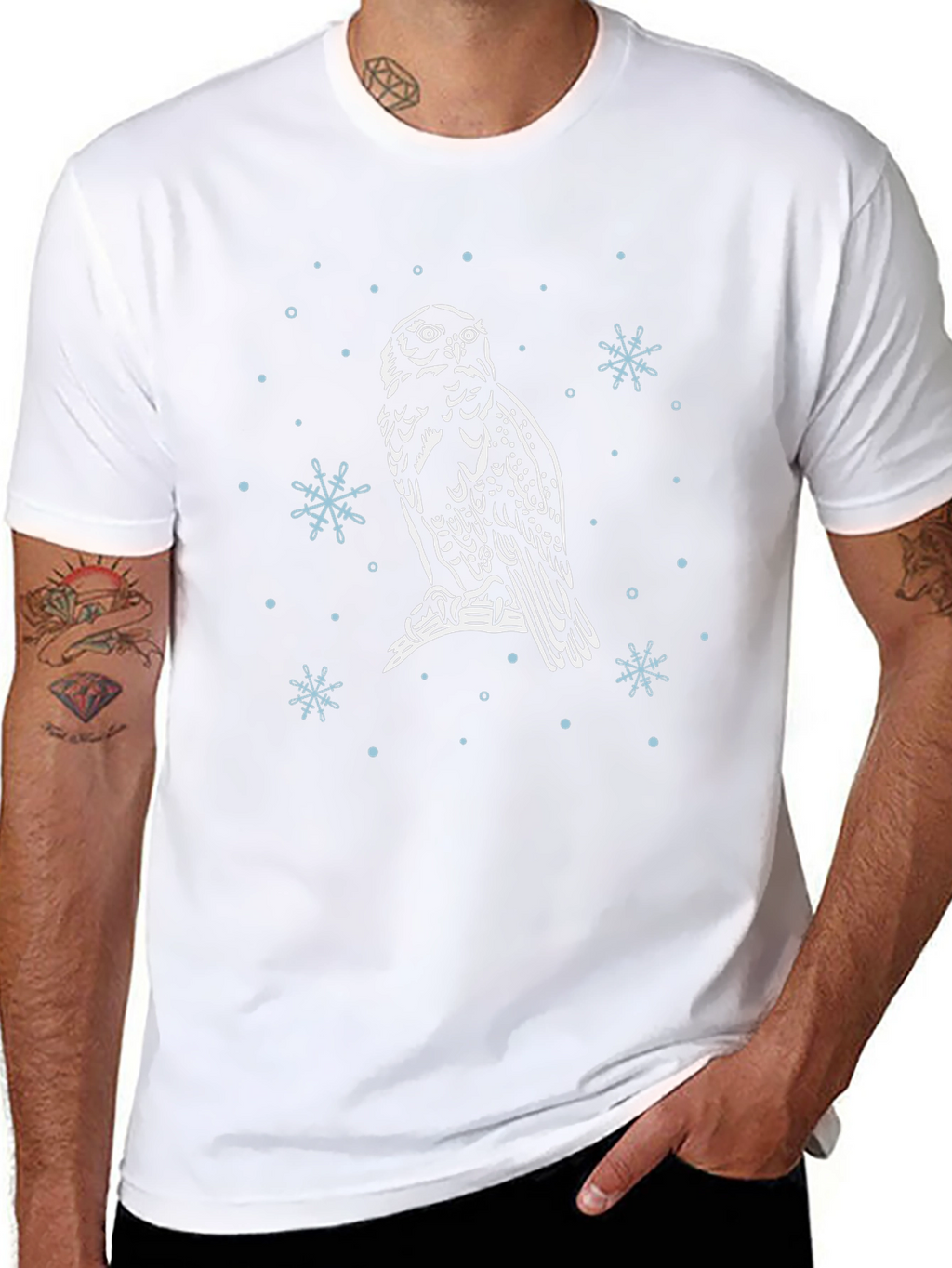 Owl Snowflake Graphic Black T-Shirt