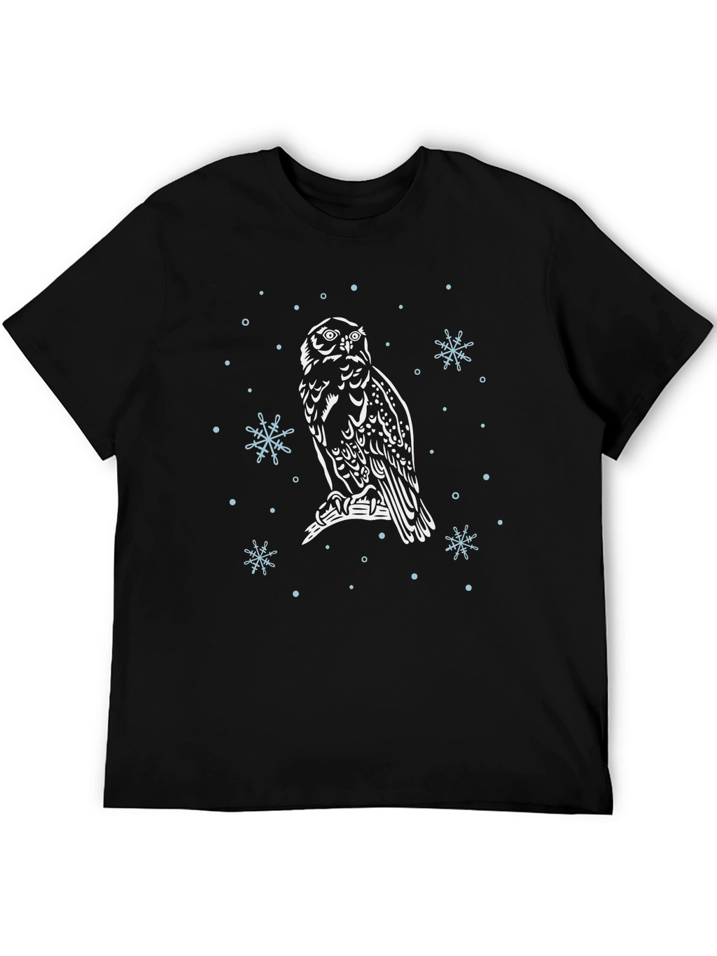 Owl Snowflake Graphic Black T-Shirt