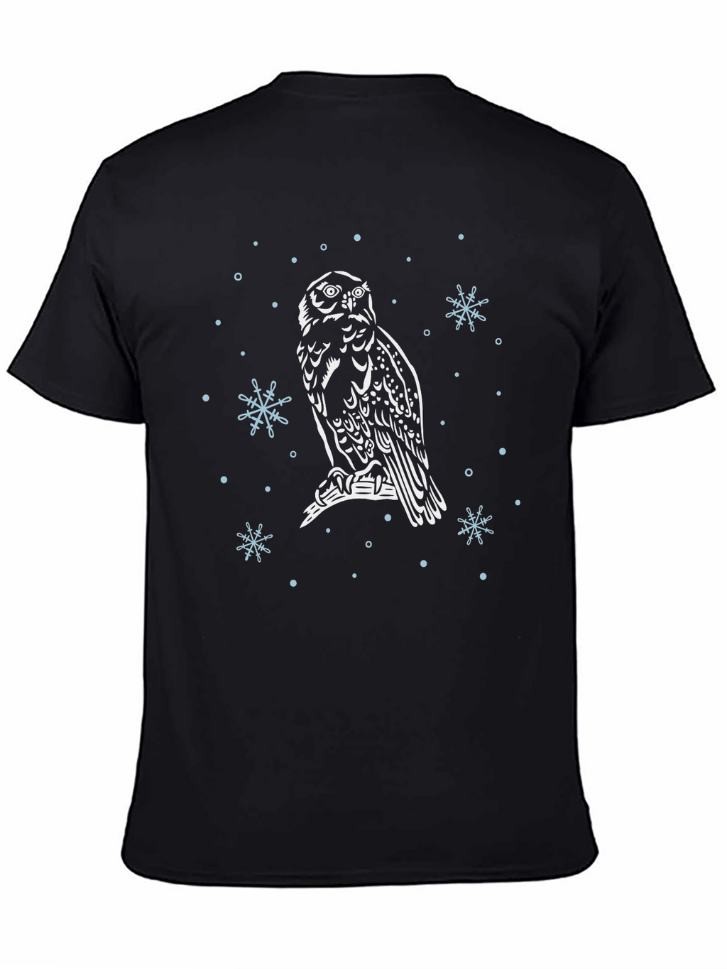 Owl Snowflake Graphic Black T-Shirt