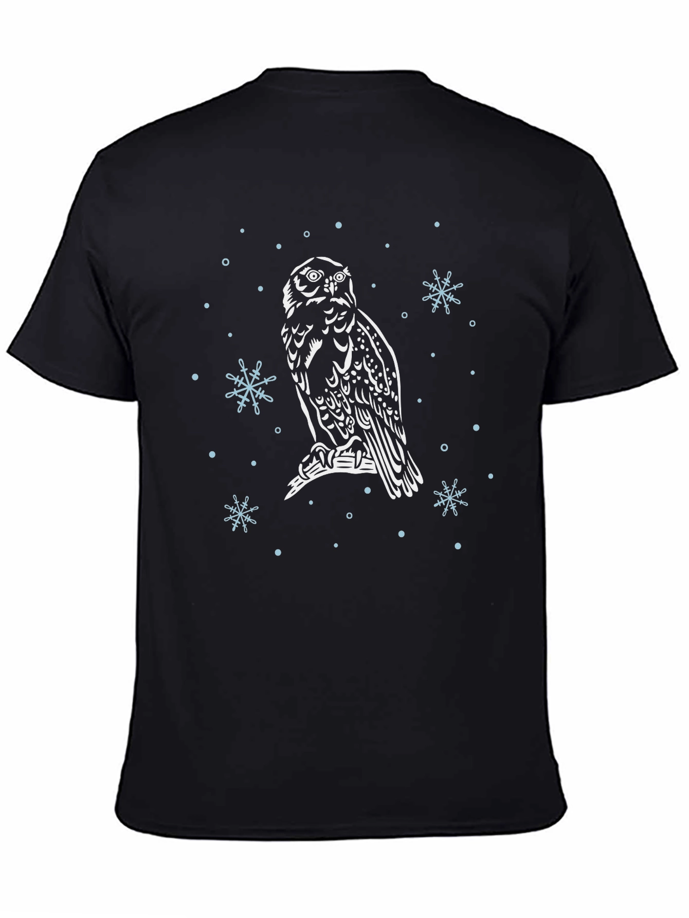 Owl Snowflake Graphic Black T-Shirt