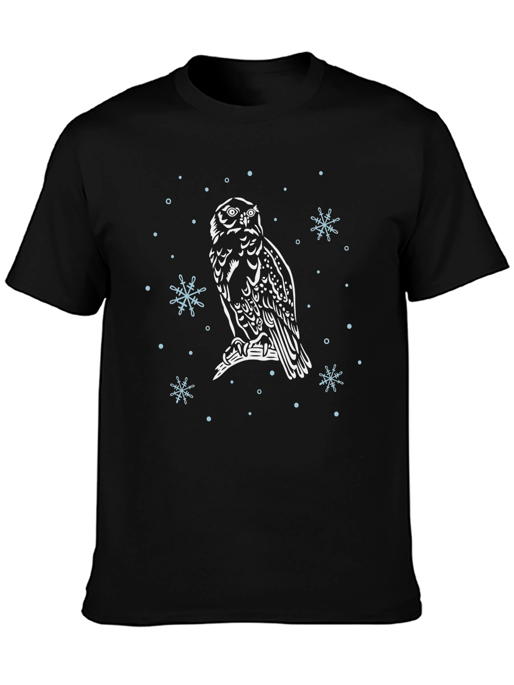 Owl Snowflake Graphic Black T-Shirt