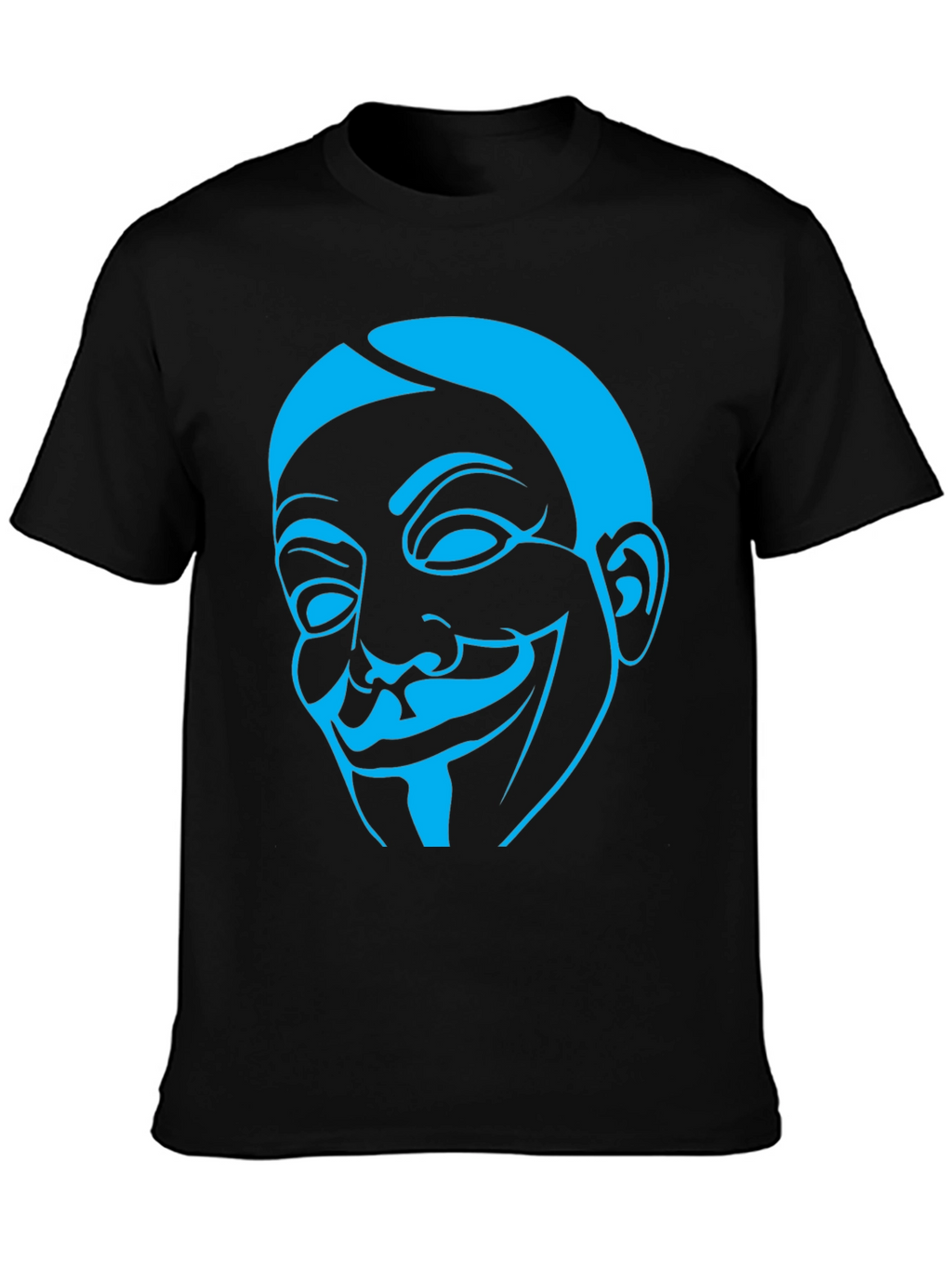Guy Fawkes Mask Graphic Tee - Black Cotton Shirt
