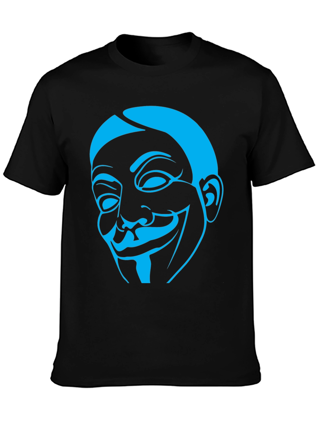Guy Fawkes Mask Graphic Tee - Black Cotton Shirt