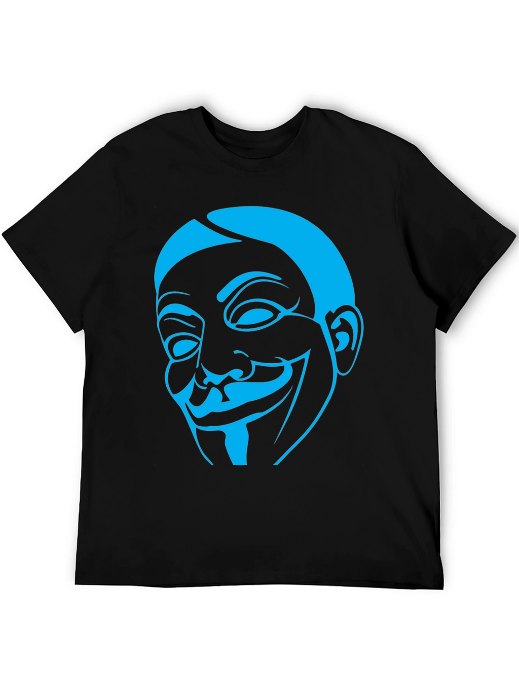 Guy Fawkes Mask Graphic Tee - Black Cotton Shirt