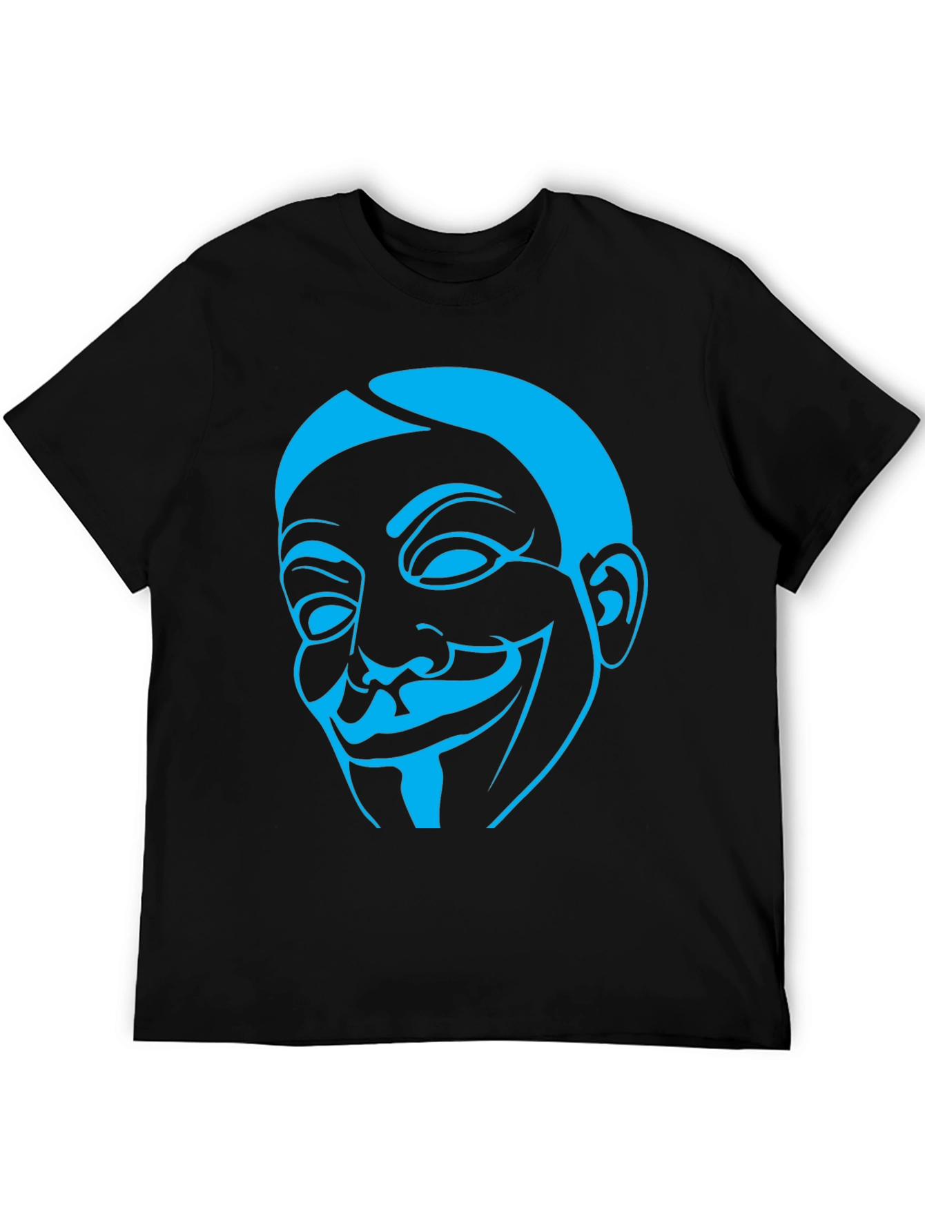 Guy Fawkes Mask Graphic Tee - Black Cotton Shirt