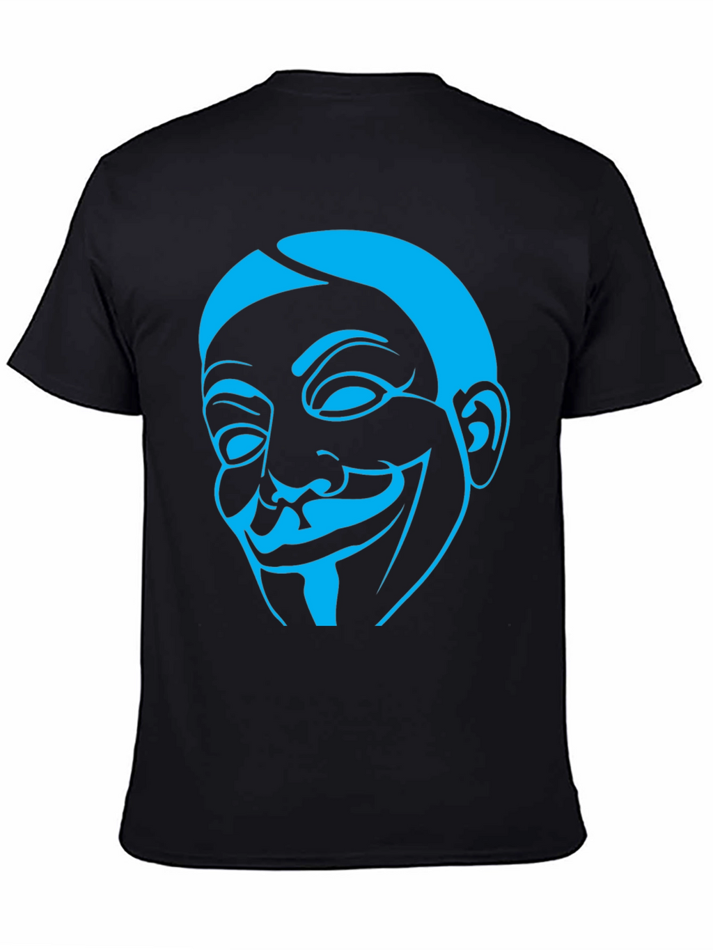 Guy Fawkes Mask Graphic Tee - Black Cotton Shirt