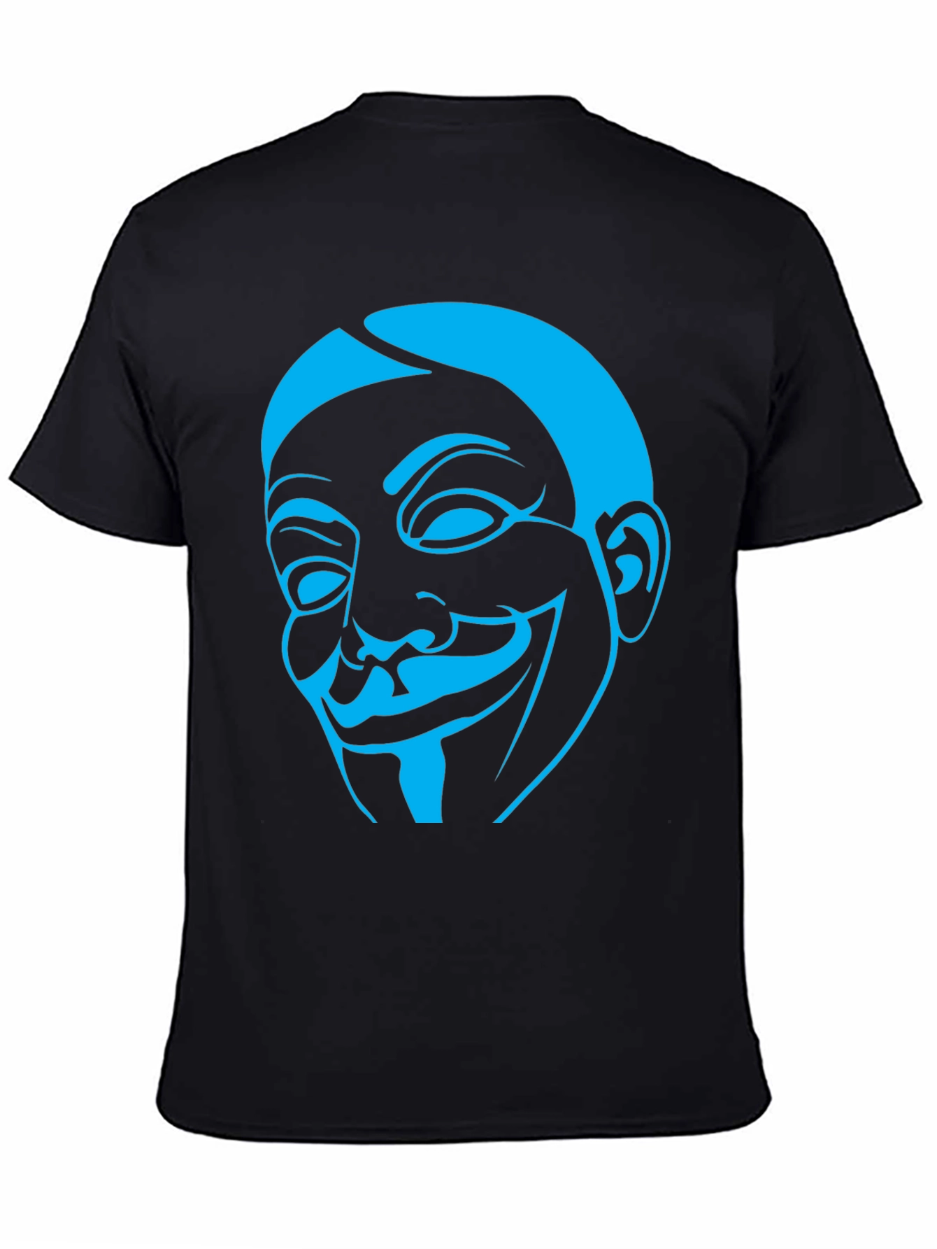 Guy Fawkes Mask Graphic Tee - Black Cotton Shirt