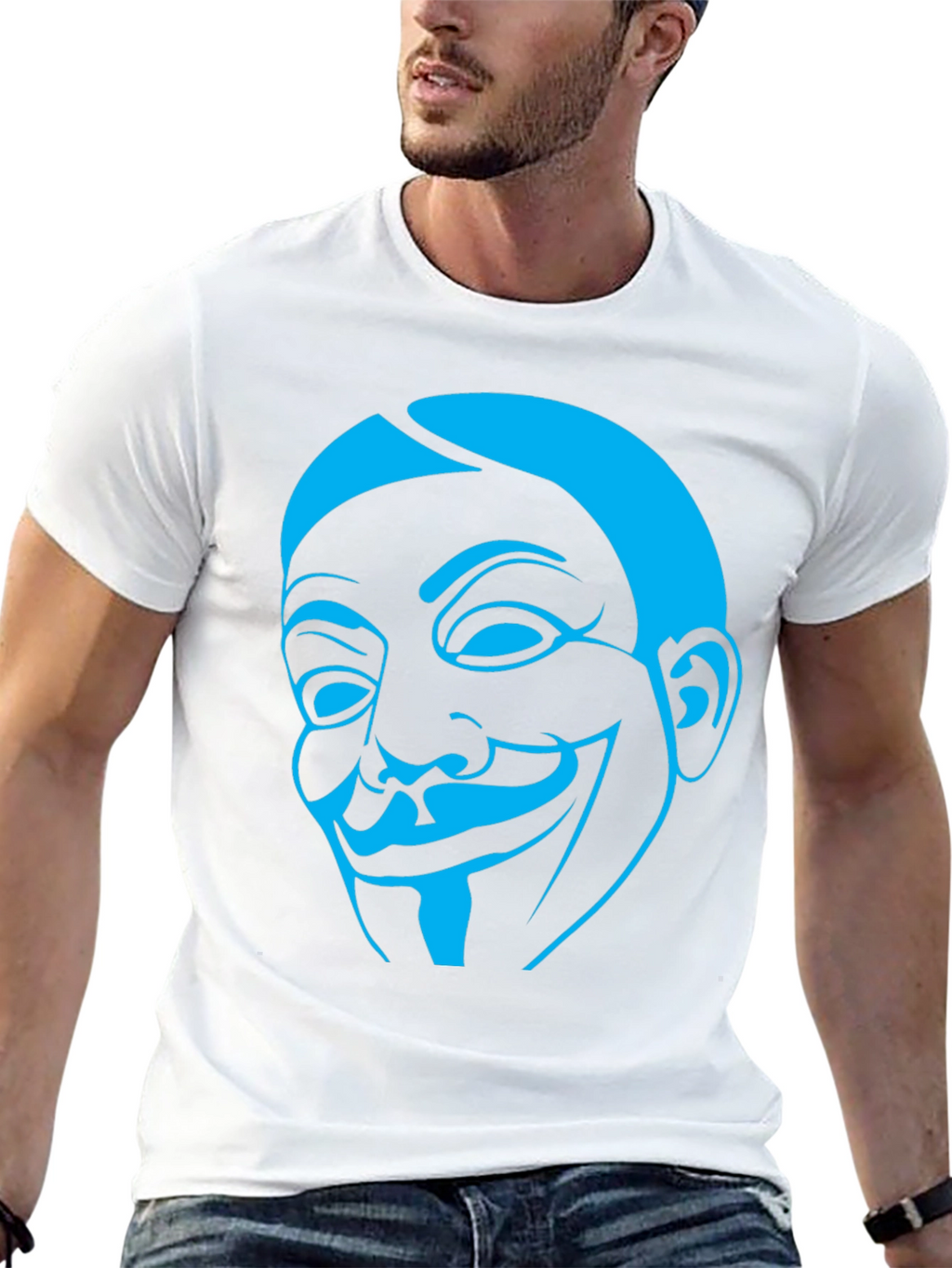 Guy Fawkes Mask Graphic Tee - Black Cotton Shirt