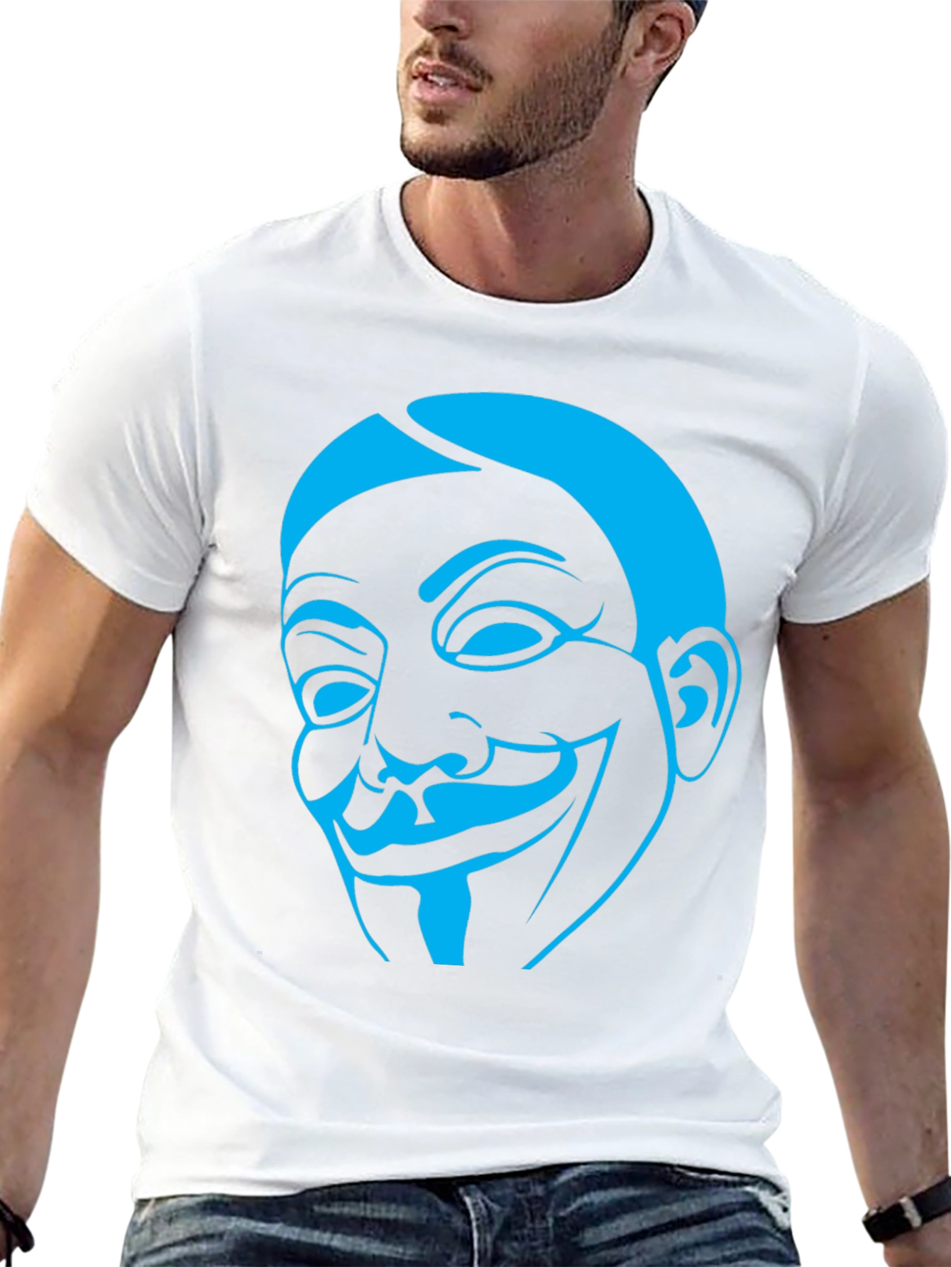 Guy Fawkes Mask Graphic Tee - Black Cotton Shirt
