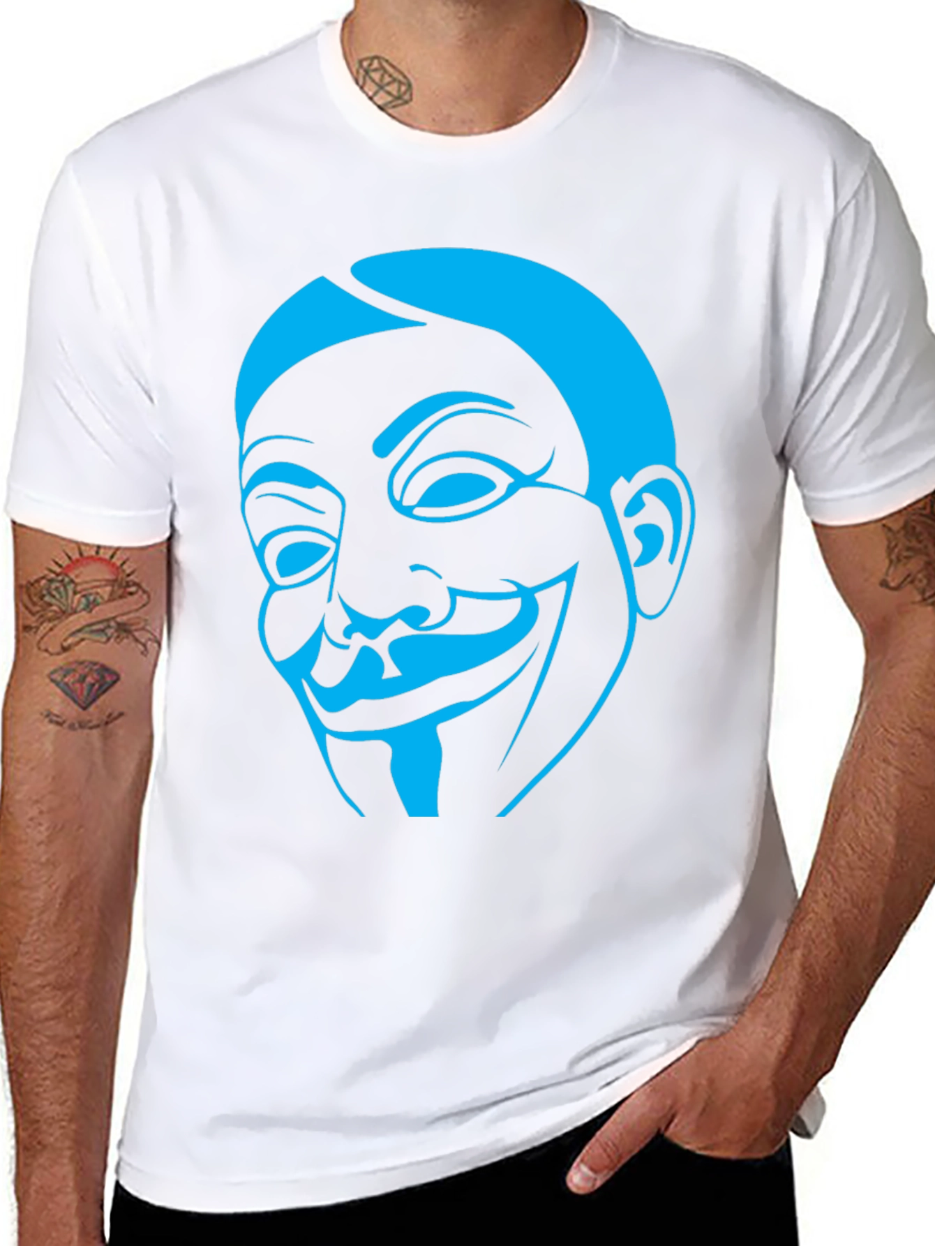 Guy Fawkes Mask Graphic Tee - Black Cotton Shirt