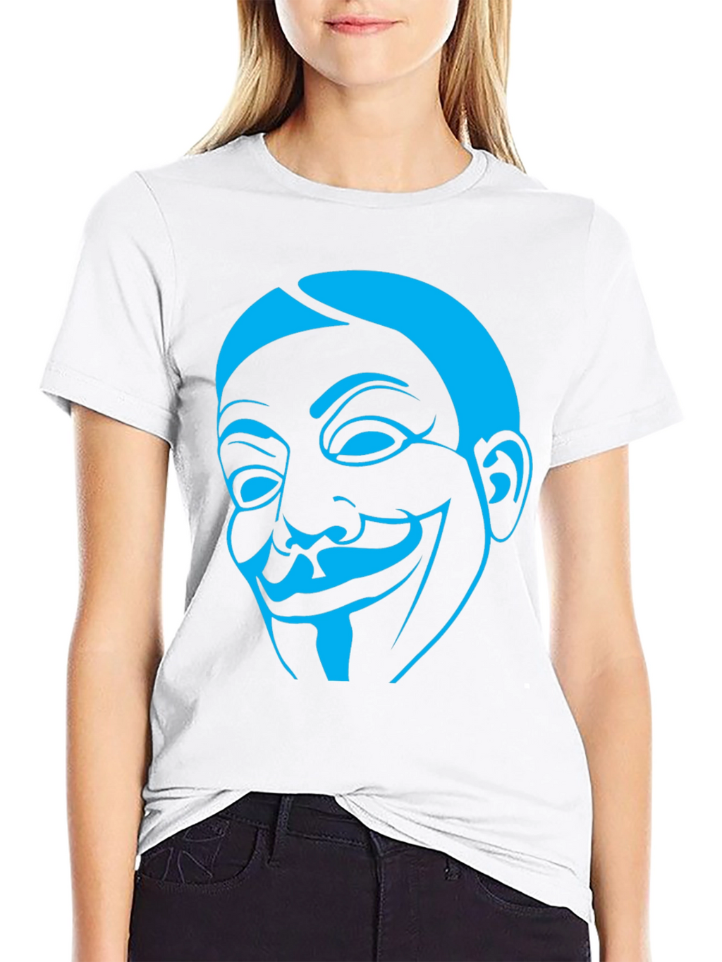 Guy Fawkes Mask Graphic Tee - Black Cotton Shirt