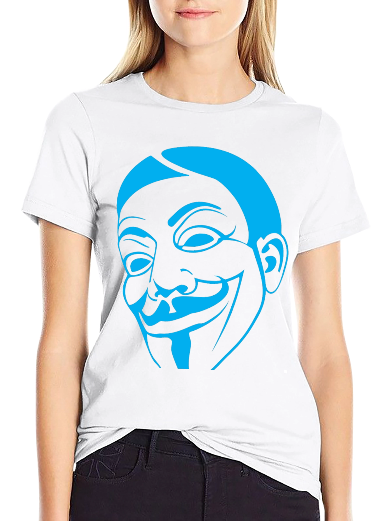 Guy Fawkes Mask Graphic Tee - Black Cotton Shirt