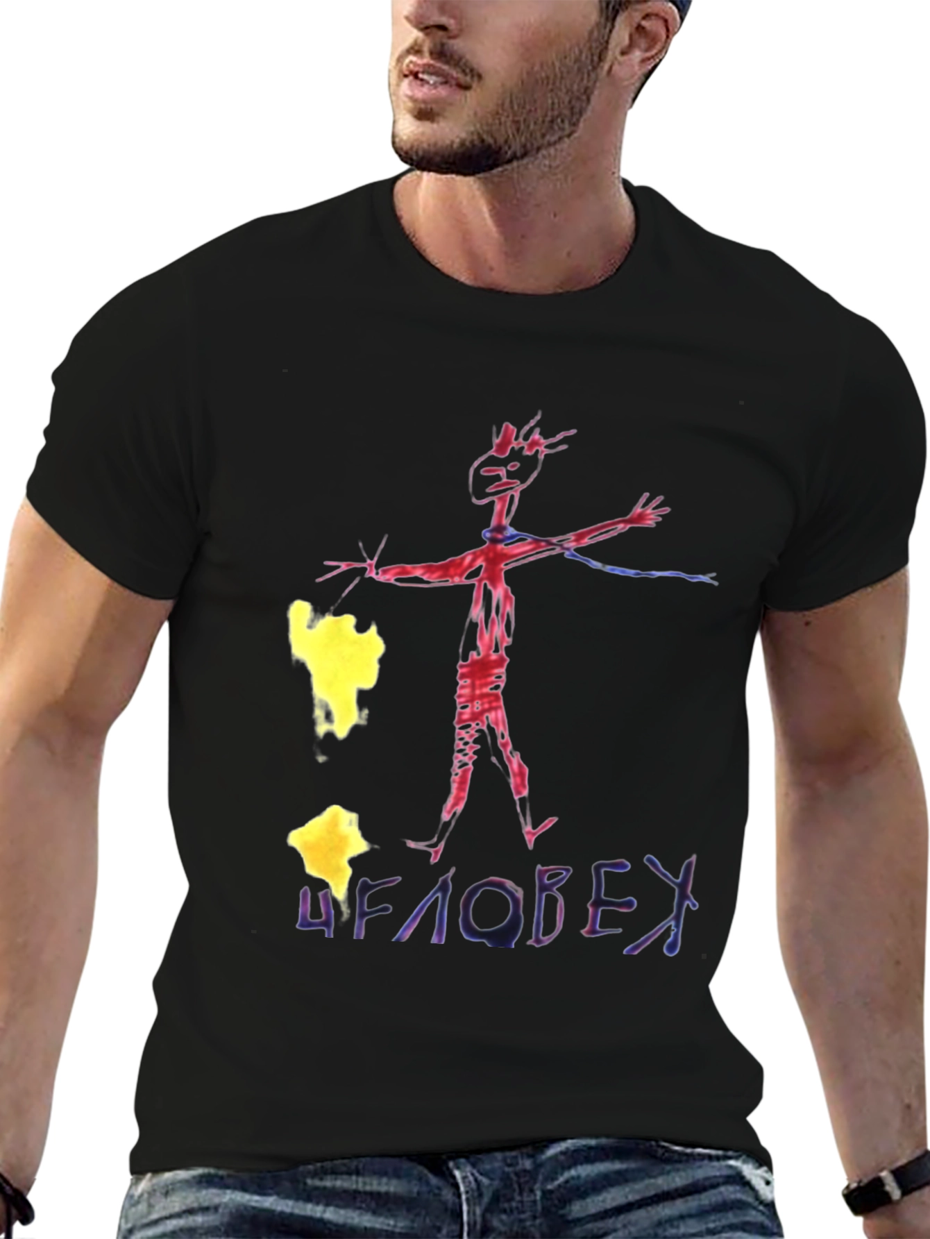 Unique Graphic Print Black T-Shirt