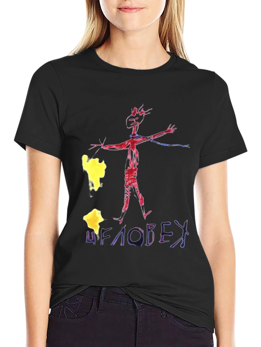 Unique Graphic Print Black T-Shirt
