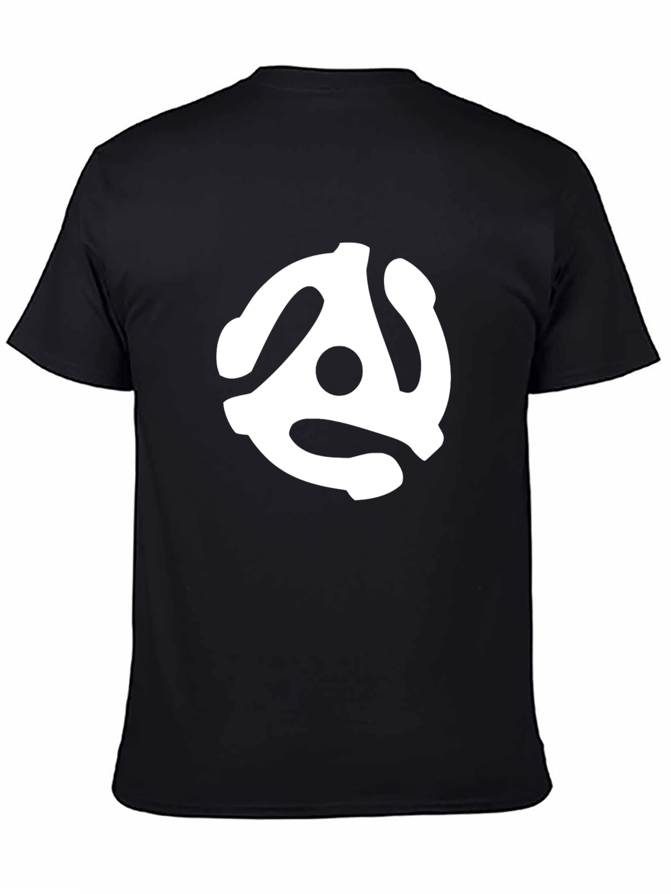 Black Tee with White Record Adapter Graphic
