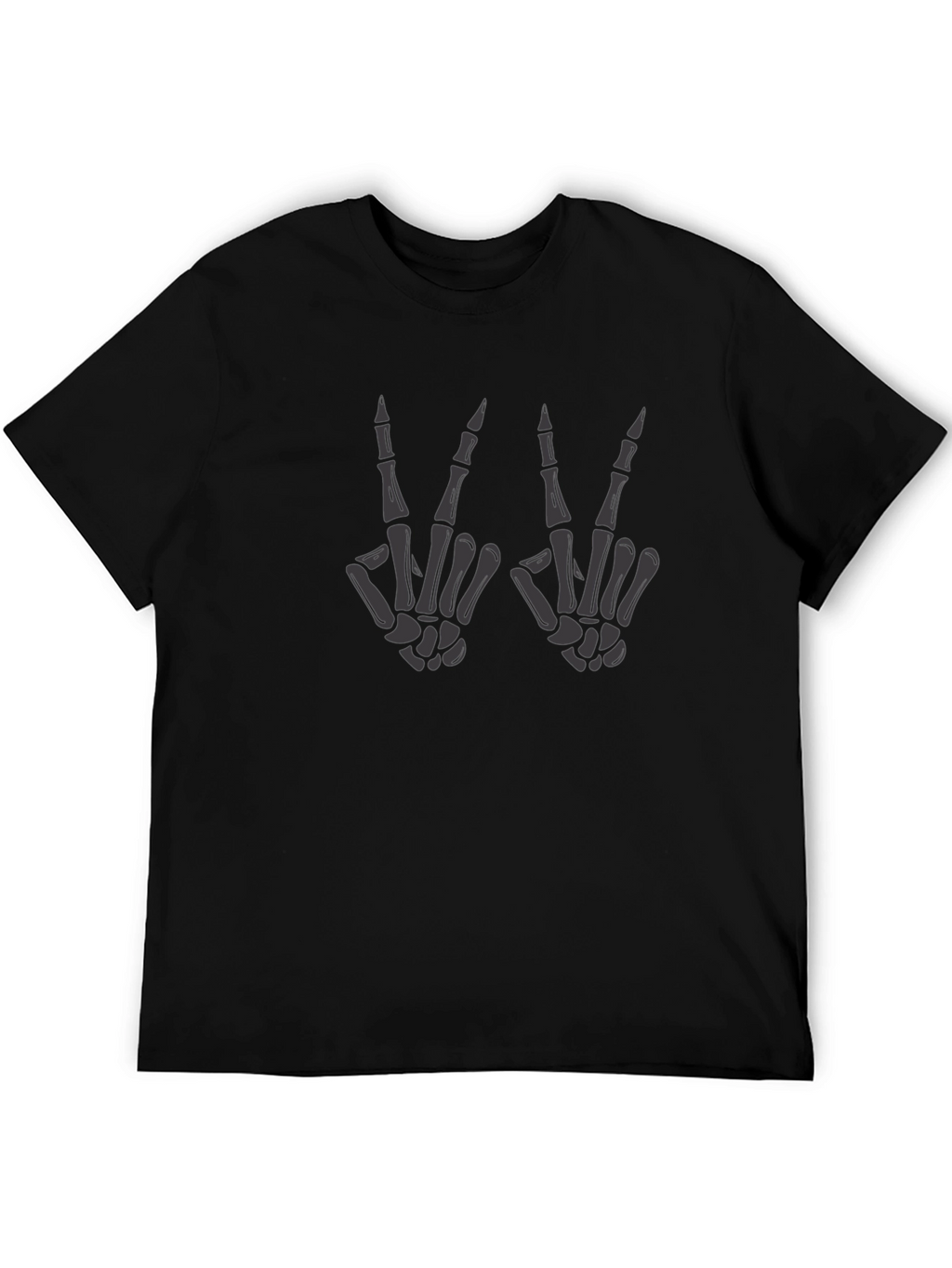 Skeleton Hand Peace Sign Graphic Tee - Black