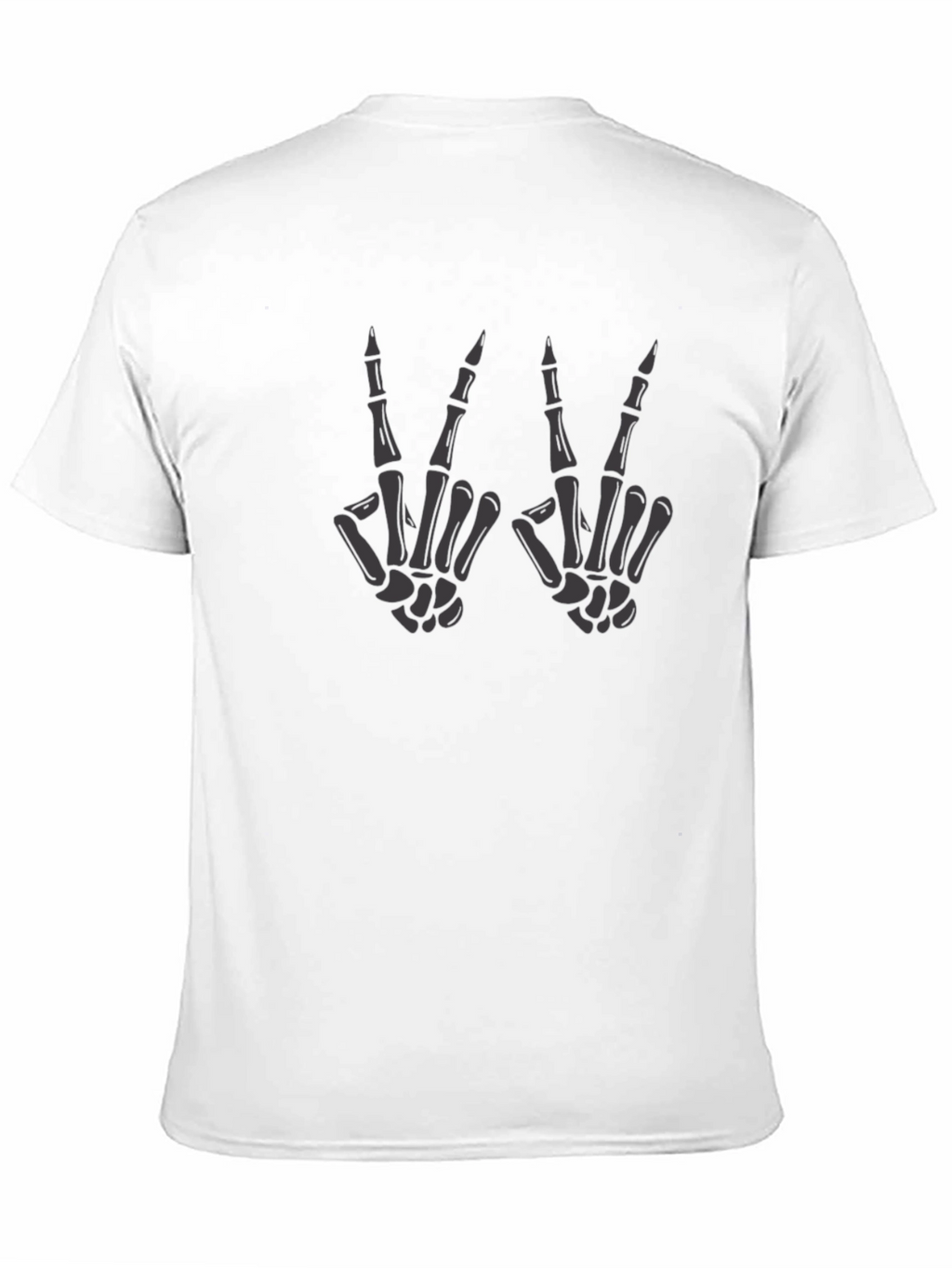 Skeleton Hand Peace Sign Graphic Tee - Black