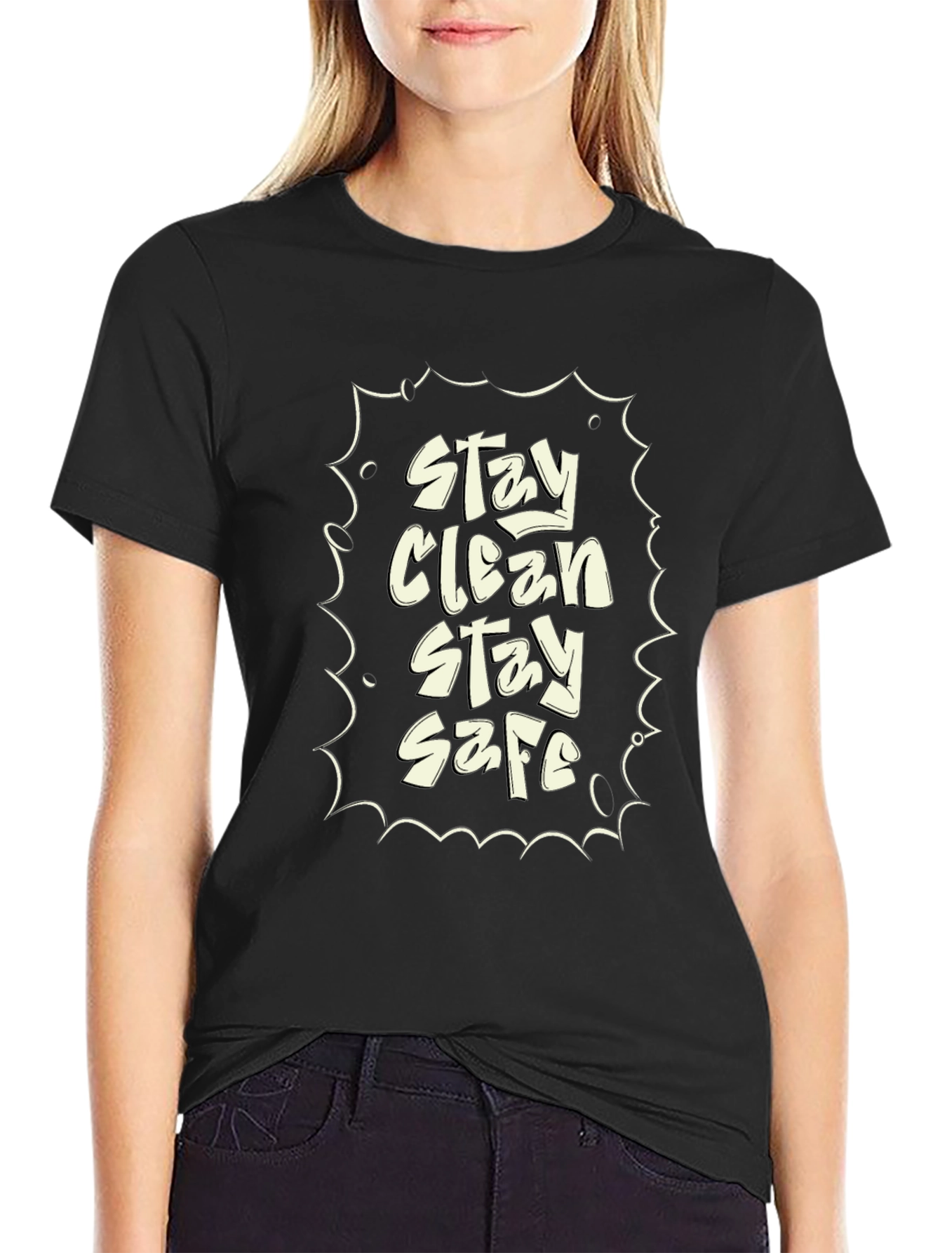 Stay Clean Stay Safe Black Graphic Tee