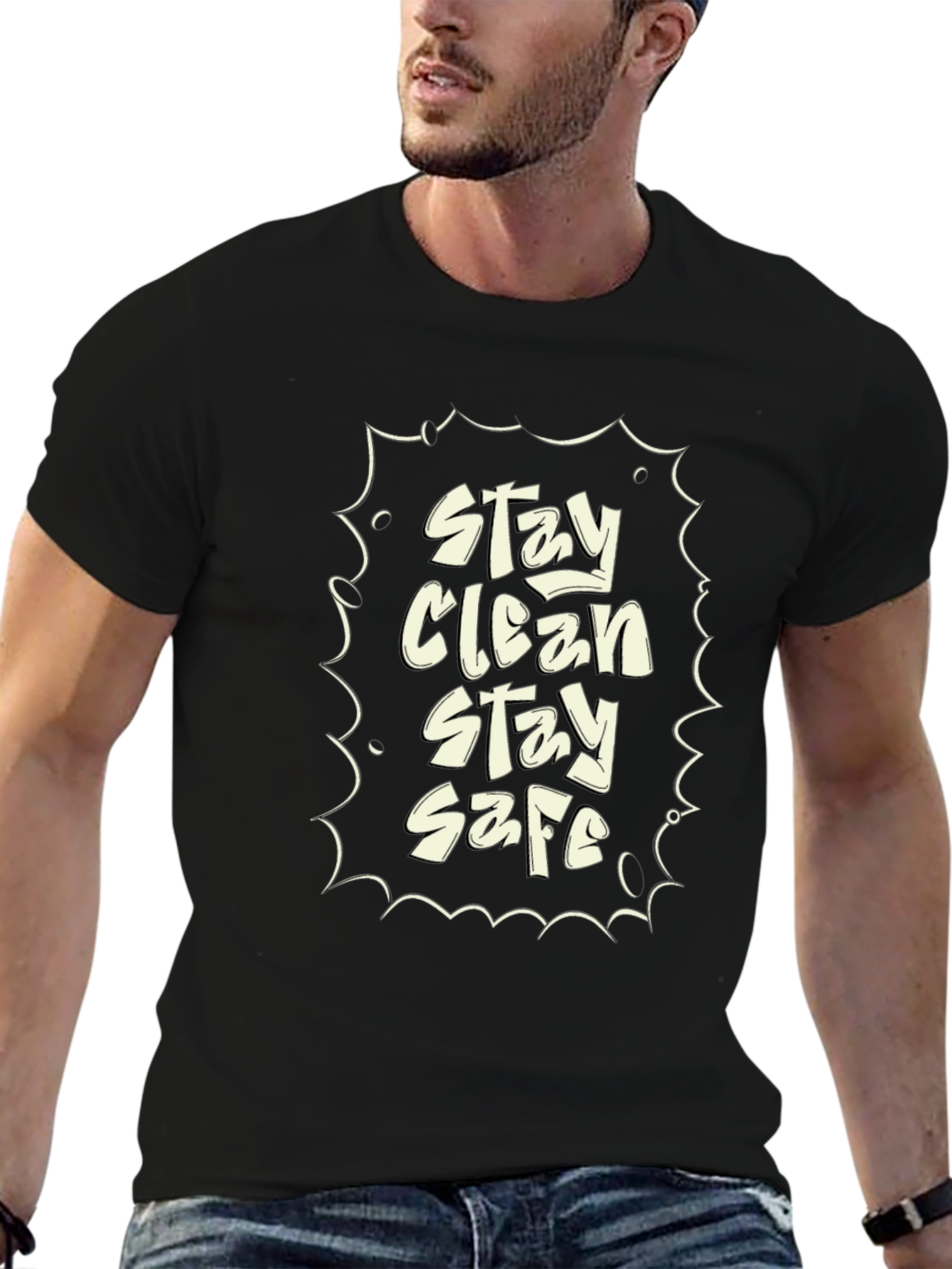 Stay Clean Stay Safe Black Graphic Tee