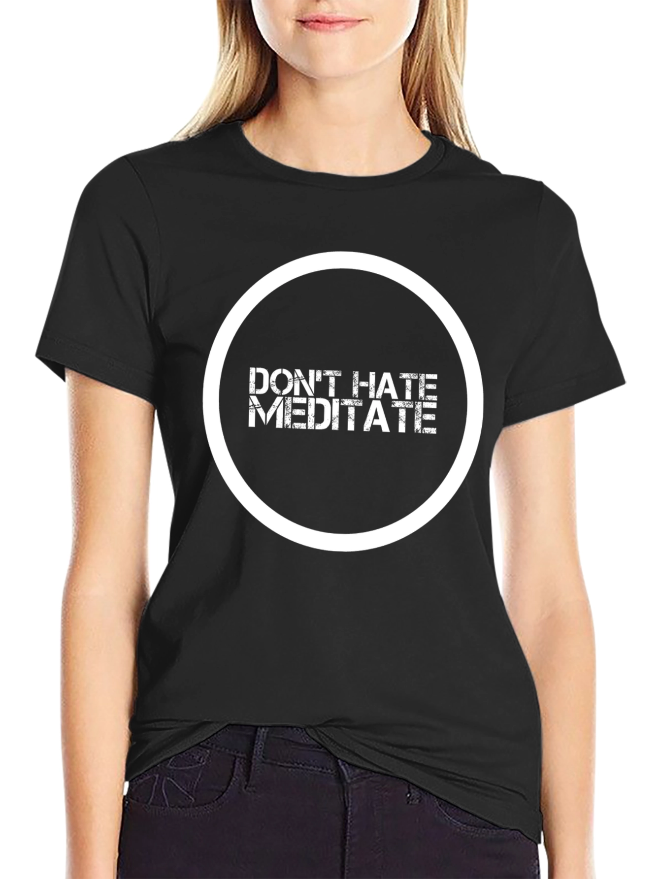 Dont Hate Meditate Black Graphic Tee