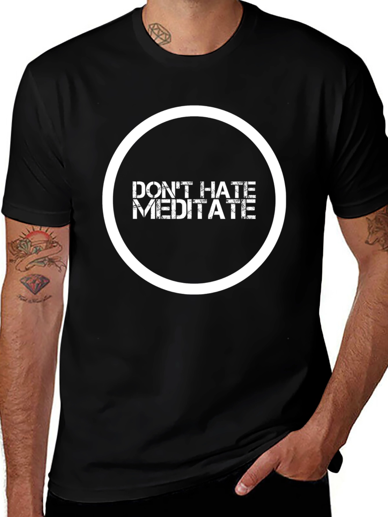 Dont Hate Meditate Black Graphic Tee